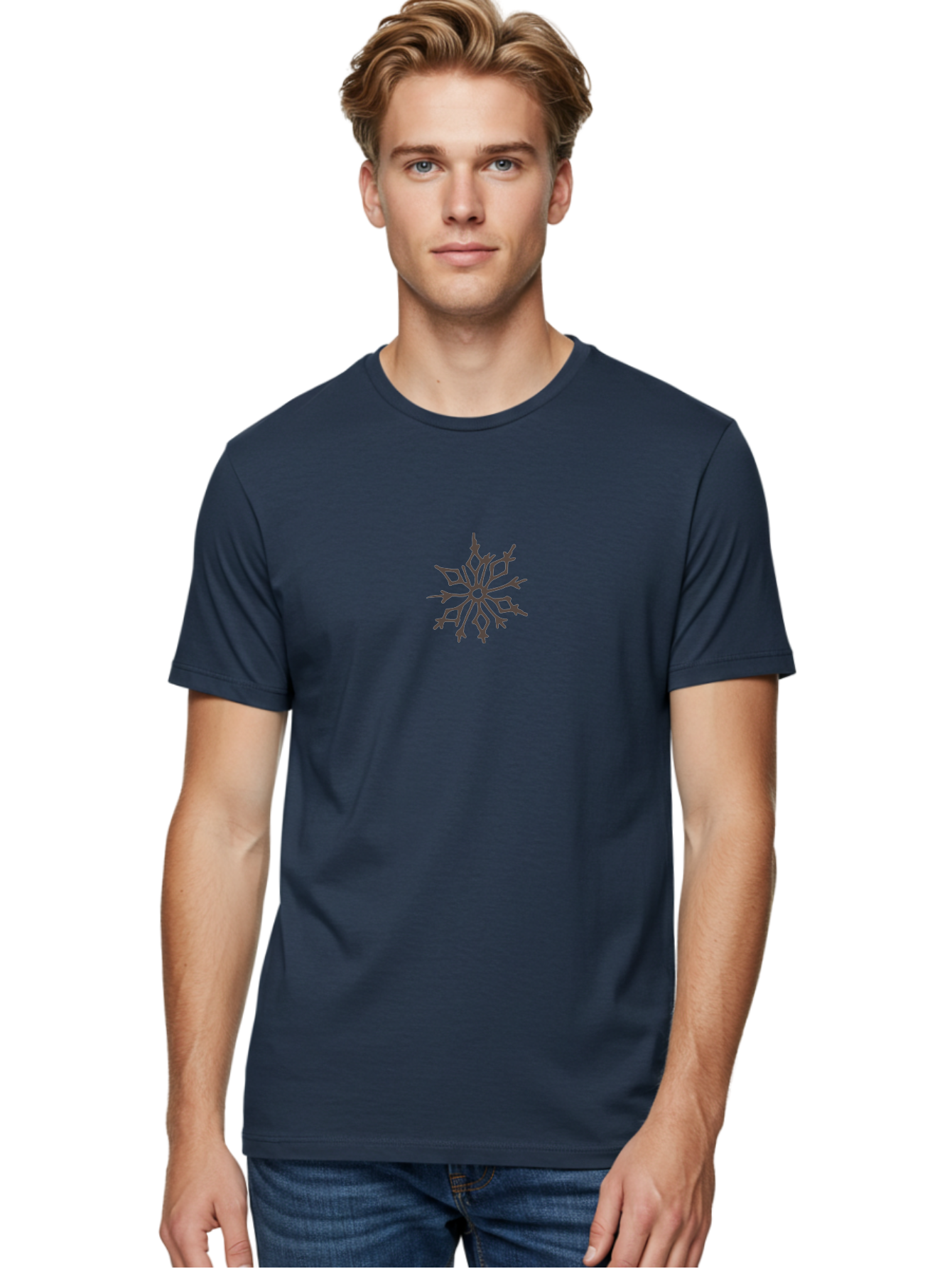 Snowflake-6 Men'S Graphic Tee, 100% Cotton, Comfortable Casual Summer Wear, Machine Washable, Simple Snowflake Design, Minimalist Winter Symbol, Delicate Frost Pattern, Purple Snowflake, Seasonal Decoration, Winter Wonderland, Aab117 30