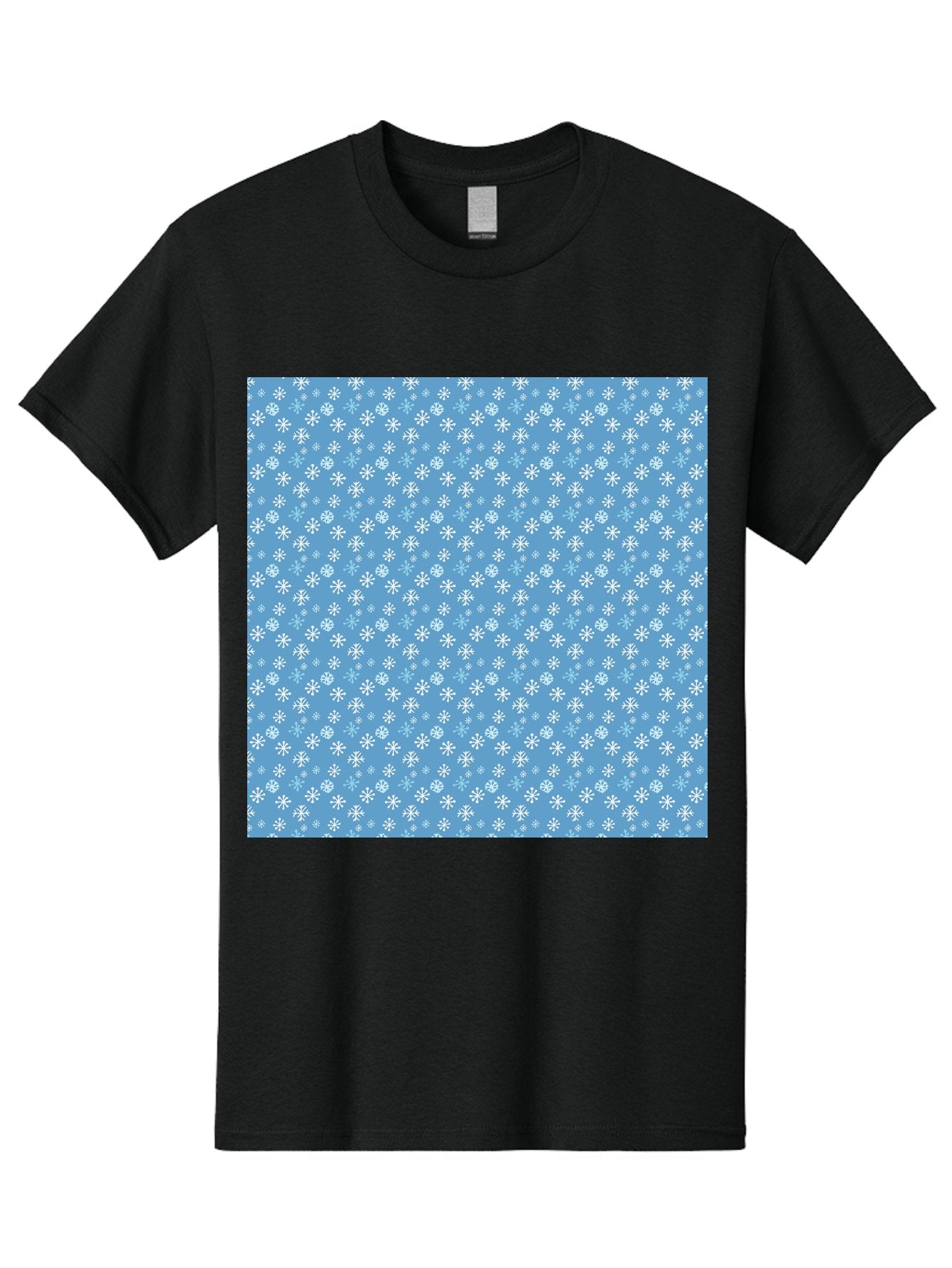 Snowflake-Pattern Men'S Graphic Tee, 100% Cotton, Comfortable Casual Summer Wear, Machine Washable, Snowflakes Pattern, White Snowflakes, Blue Background, Winter Theme, Festive Design, Delicate Snowflakes, Intricate Patterns, Holiday Decor, Aab121 4