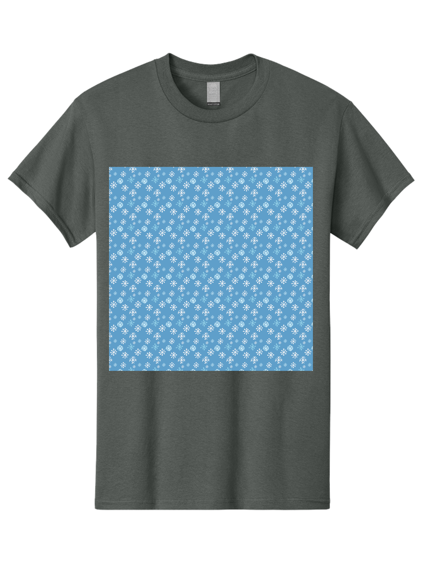 Snowflake-Pattern Men'S Graphic Tee, 100% Cotton, Comfortable Casual Summer Wear, Machine Washable, Snowflakes Pattern, White Snowflakes, Blue Background, Winter Theme, Festive Design, Delicate Snowflakes, Intricate Patterns, Holiday Decor, Aab121 13