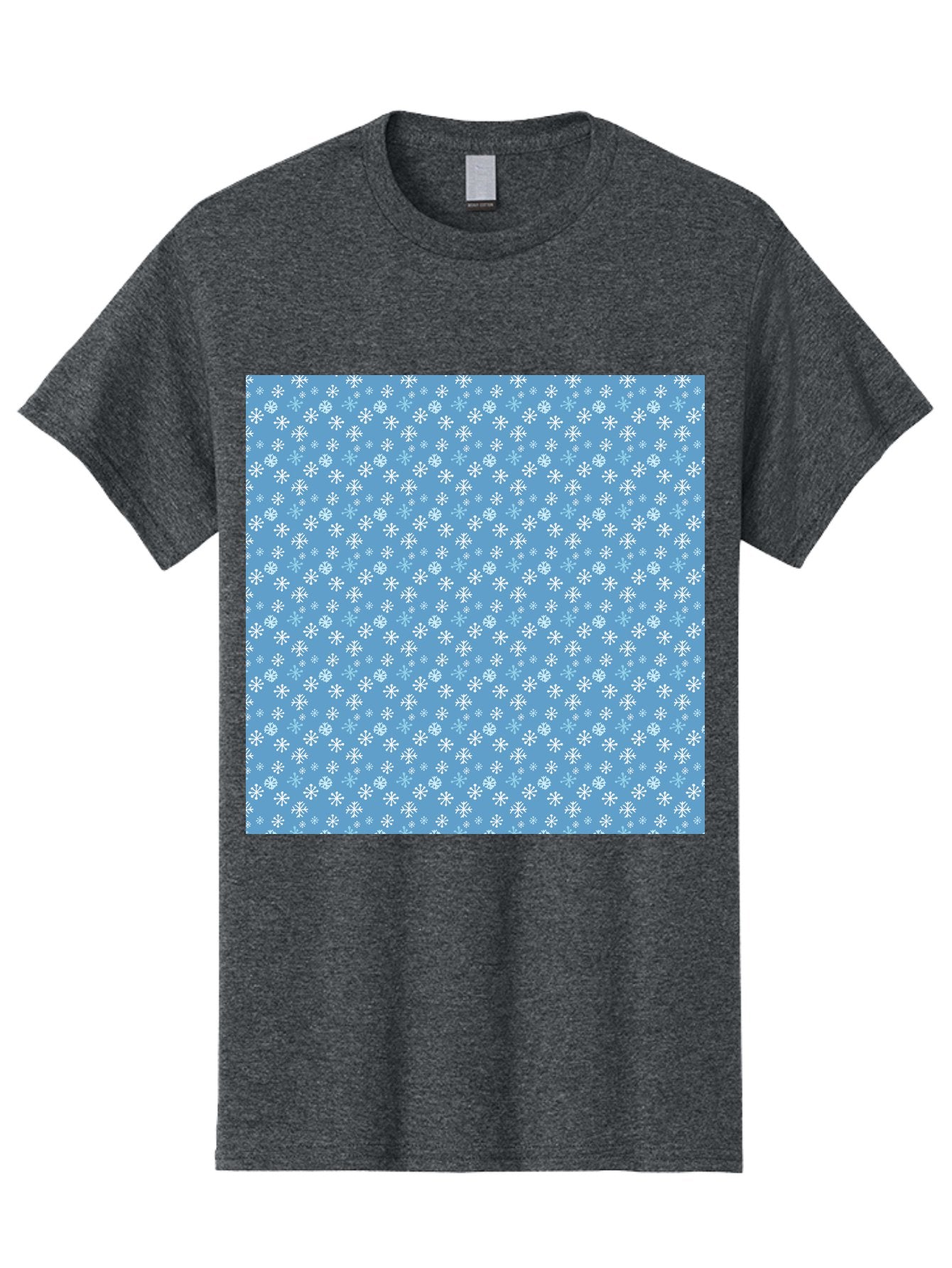 Snowflake-Pattern Men'S Graphic Tee, 100% Cotton, Comfortable Casual Summer Wear, Machine Washable, Snowflakes Pattern, White Snowflakes, Blue Background, Winter Theme, Festive Design, Delicate Snowflakes, Intricate Patterns, Holiday Decor, Aab121 5