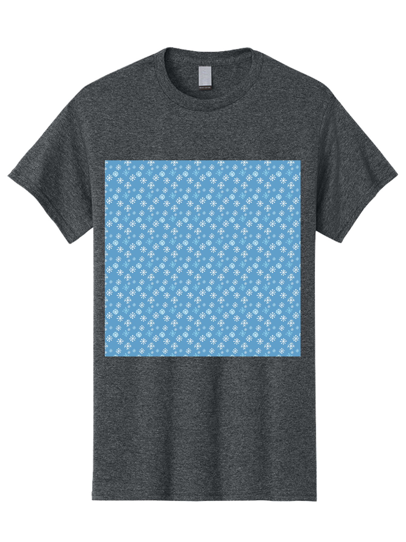Snowflake-Pattern Men'S Graphic Tee, 100% Cotton, Comfortable Casual Summer Wear, Machine Washable, Snowflakes Pattern, White Snowflakes, Blue Background, Winter Theme, Festive Design, Delicate Snowflakes, Intricate Patterns, Holiday Decor, Aab121 15
