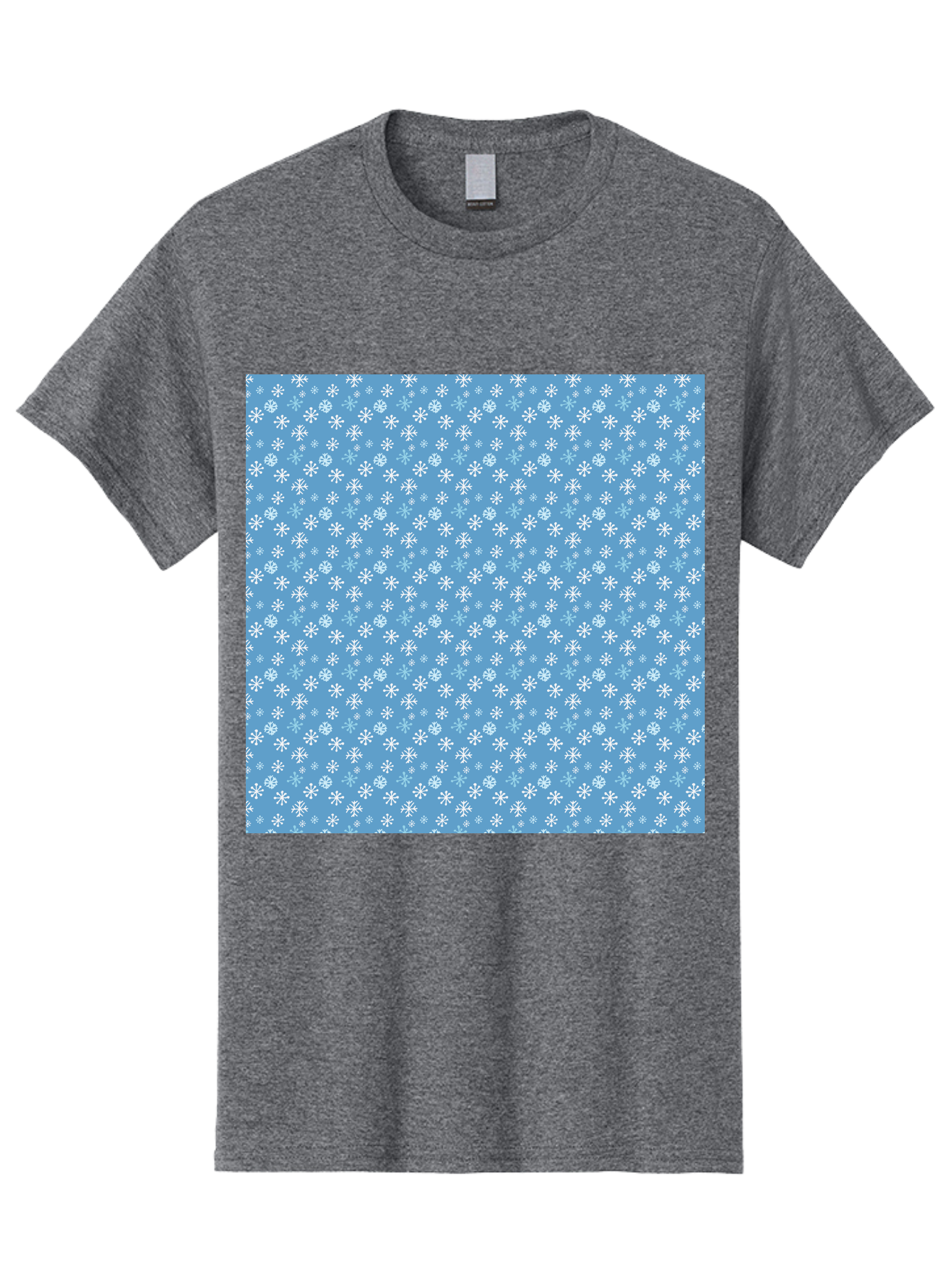 Snowflake-Pattern Men'S Graphic Tee, 100% Cotton, Comfortable Casual Summer Wear, Machine Washable, Snowflakes Pattern, White Snowflakes, Blue Background, Winter Theme, Festive Design, Delicate Snowflakes, Intricate Patterns, Holiday Decor, Aab121 7