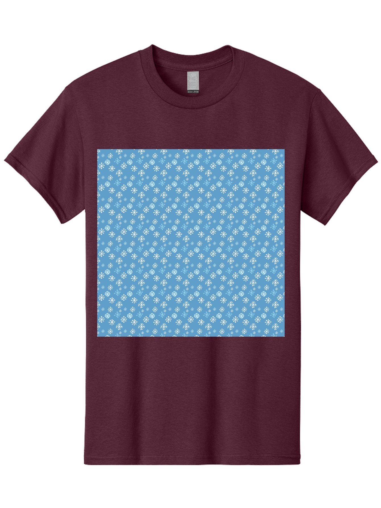 Snowflake-Pattern Men'S Graphic Tee, 100% Cotton, Comfortable Casual Summer Wear, Machine Washable, Snowflakes Pattern, White Snowflakes, Blue Background, Winter Theme, Festive Design, Delicate Snowflakes, Intricate Patterns, Holiday Decor, Aab121 10