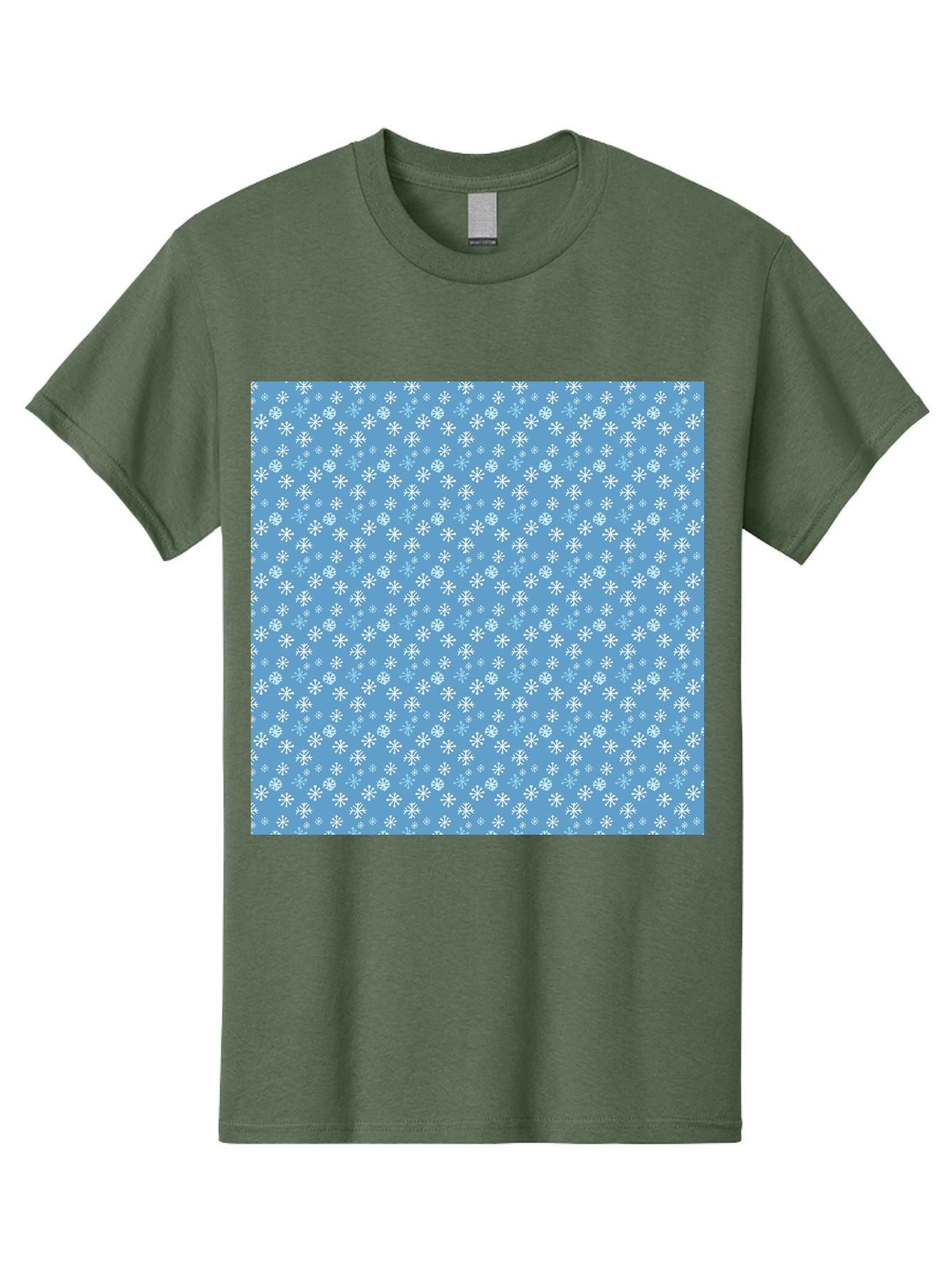 Snowflake-Pattern Men'S Graphic Tee, 100% Cotton, Comfortable Casual Summer Wear, Machine Washable, Snowflakes Pattern, White Snowflakes, Blue Background, Winter Theme, Festive Design, Delicate Snowflakes, Intricate Patterns, Holiday Decor, Aab121 5