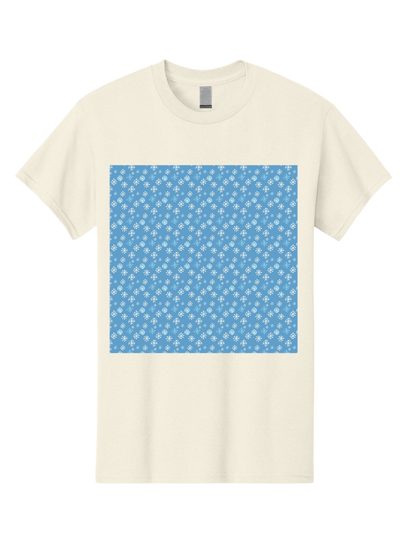 Snowflake-Pattern Men'S Graphic Tee, 100% Cotton, Comfortable Casual Summer Wear, Machine Washable, Snowflakes Pattern, White Snowflakes, Blue Background, Winter Theme, Festive Design, Delicate Snowflakes, Intricate Patterns, Holiday Decor, Aab121 14