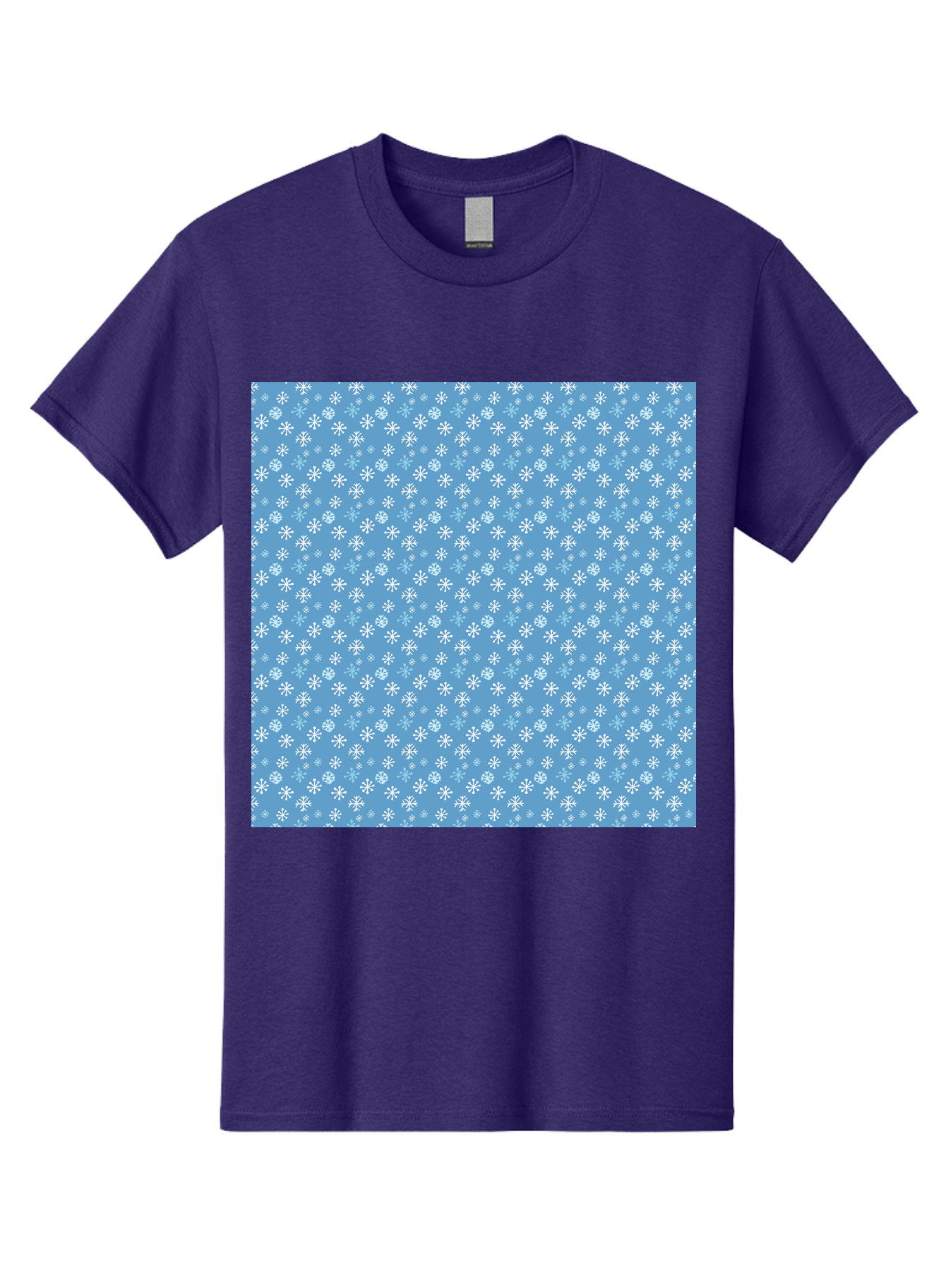 Snowflake-Pattern Men'S Graphic Tee, 100% Cotton, Comfortable Casual Summer Wear, Machine Washable, Snowflakes Pattern, White Snowflakes, Blue Background, Winter Theme, Festive Design, Delicate Snowflakes, Intricate Patterns, Holiday Decor, Aab121