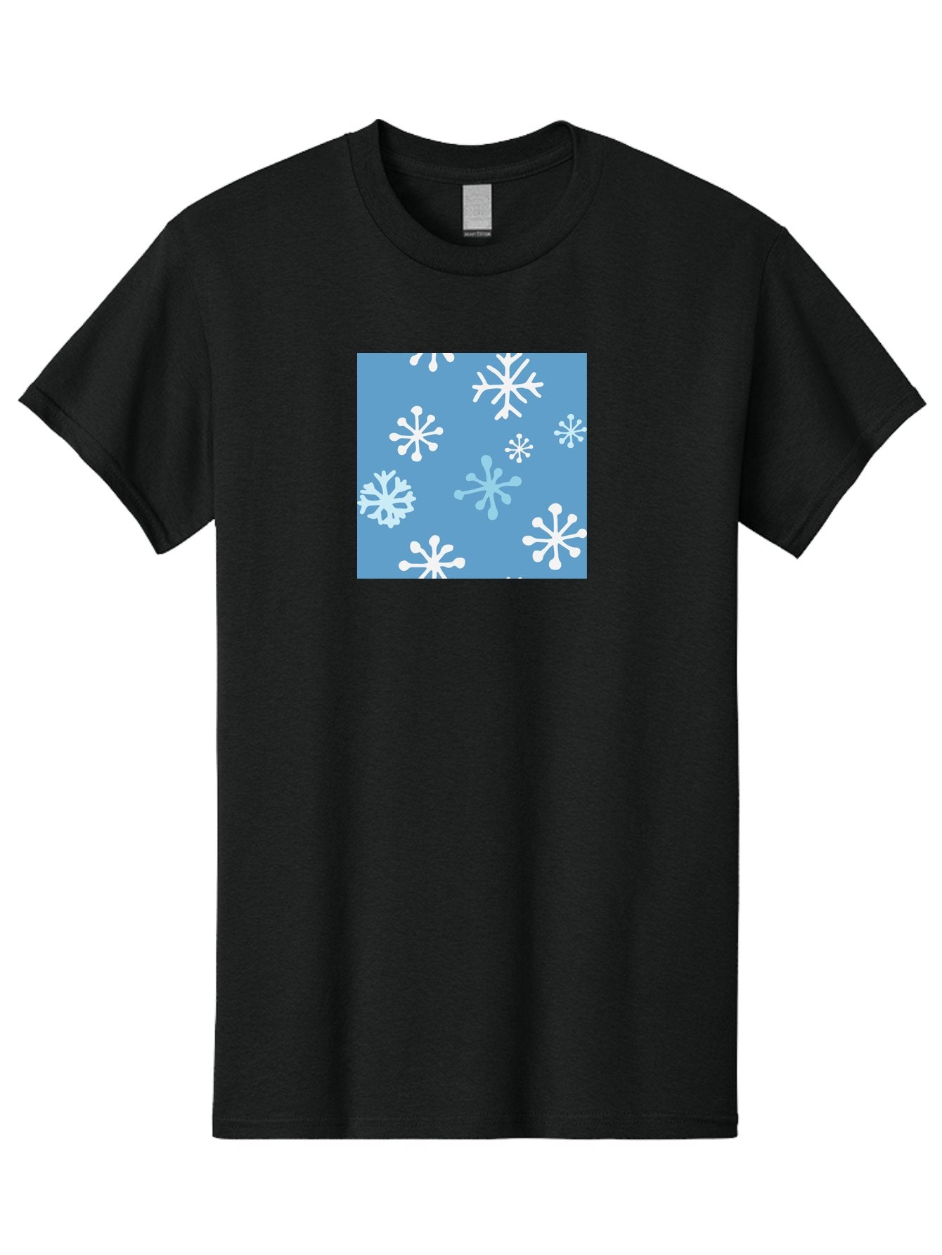 Snowflakes Men'S Graphic Tee, 100% Cotton, Comfortable Casual Summer Wear, Machine Washable, Winter Wonderland, Snowflake Pattern, Festive Design, Blue Background, White Snowflakes, Cold Weather, Snowy Scene, Holiday Theme, Seasonal Graphic, Aab123 5