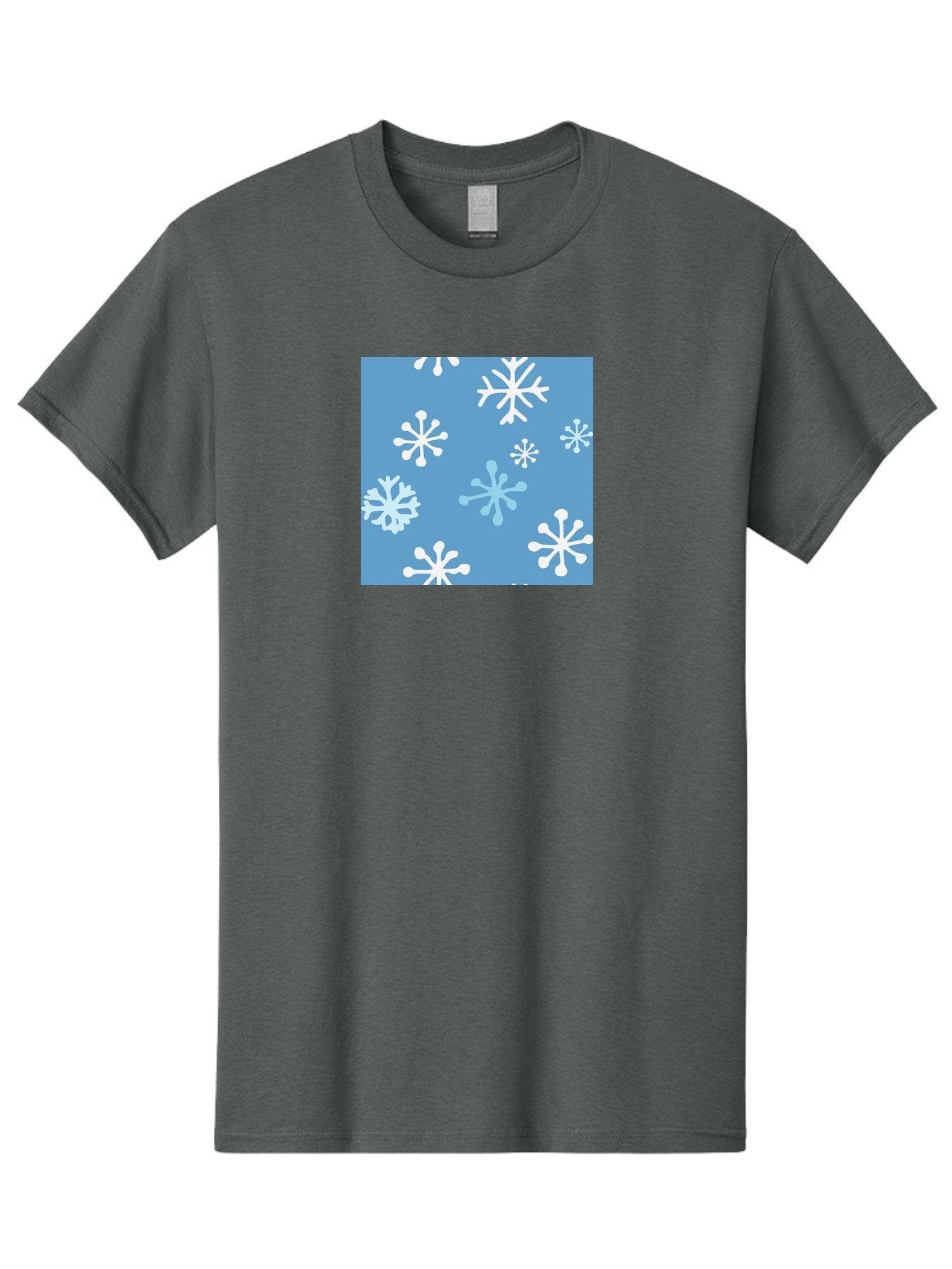 Snowflakes Men'S Graphic Tee, 100% Cotton, Comfortable Casual Summer Wear, Machine Washable, Winter Wonderland, Snowflake Pattern, Festive Design, Blue Background, White Snowflakes, Cold Weather, Snowy Scene, Holiday Theme, Seasonal Graphic, Aab123