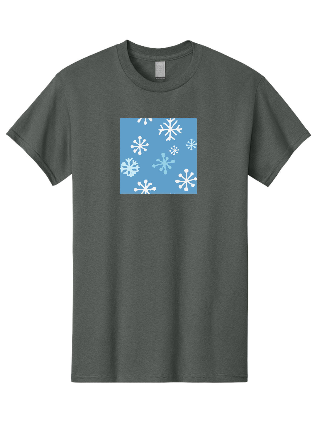 Snowflakes Men'S Graphic Tee, 100% Cotton, Comfortable Casual Summer Wear, Machine Washable, Winter Wonderland, Snowflake Pattern, Festive Design, Blue Background, White Snowflakes, Cold Weather, Snowy Scene, Holiday Theme, Seasonal Graphic, Aab123 3