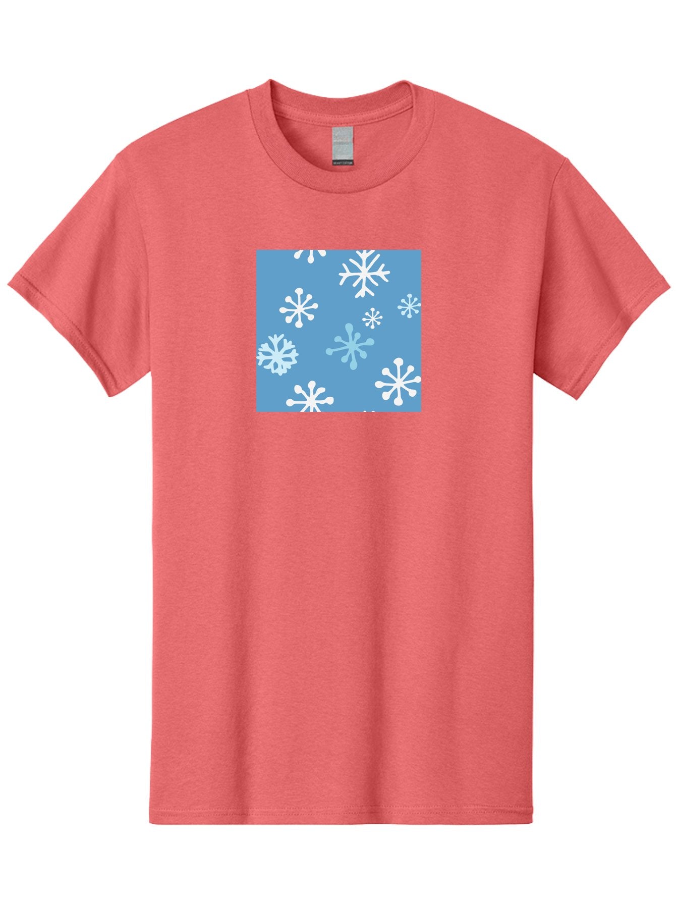 Snowflakes Men'S Graphic Tee, 100% Cotton, Comfortable Casual Summer Wear, Machine Washable, Winter Wonderland, Snowflake Pattern, Festive Design, Blue Background, White Snowflakes, Cold Weather, Snowy Scene, Holiday Theme, Seasonal Graphic, Aab123 13