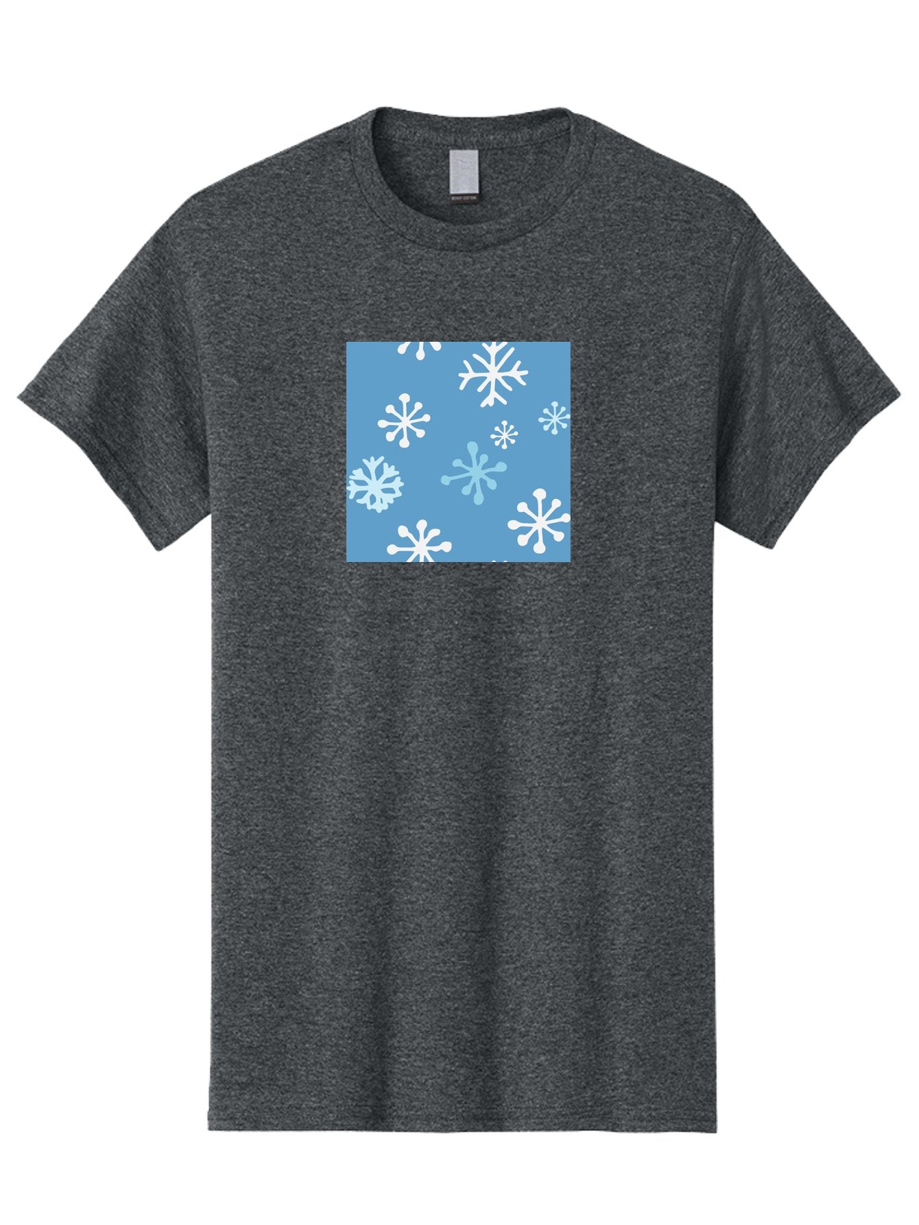 Snowflakes Men'S Graphic Tee, 100% Cotton, Comfortable Casual Summer Wear, Machine Washable, Winter Wonderland, Snowflake Pattern, Festive Design, Blue Background, White Snowflakes, Cold Weather, Snowy Scene, Holiday Theme, Seasonal Graphic, Aab123