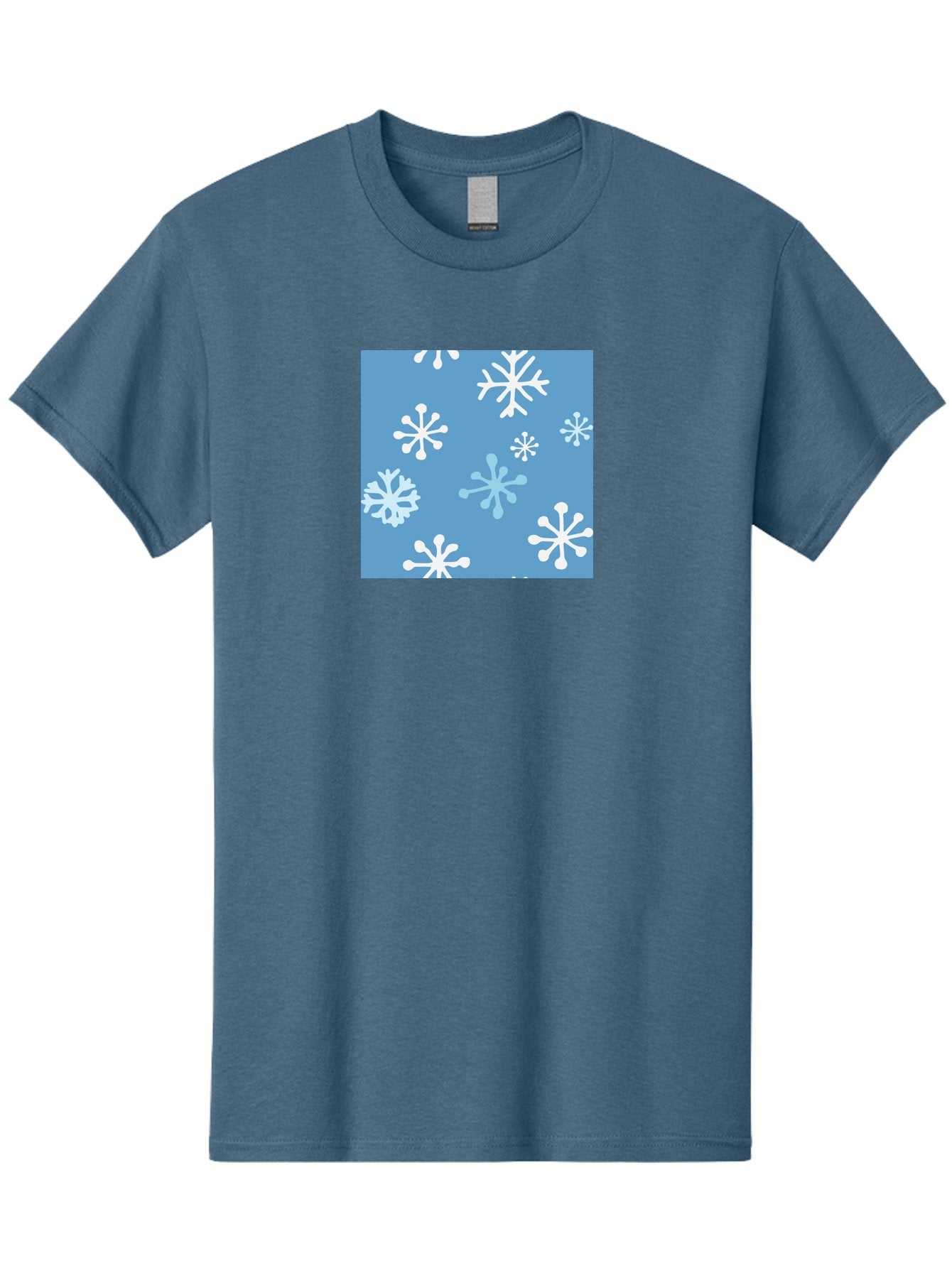 Snowflakes Men'S Graphic Tee, 100% Cotton, Comfortable Casual Summer Wear, Machine Washable, Winter Wonderland, Snowflake Pattern, Festive Design, Blue Background, White Snowflakes, Cold Weather, Snowy Scene, Holiday Theme, Seasonal Graphic, Aab123 6