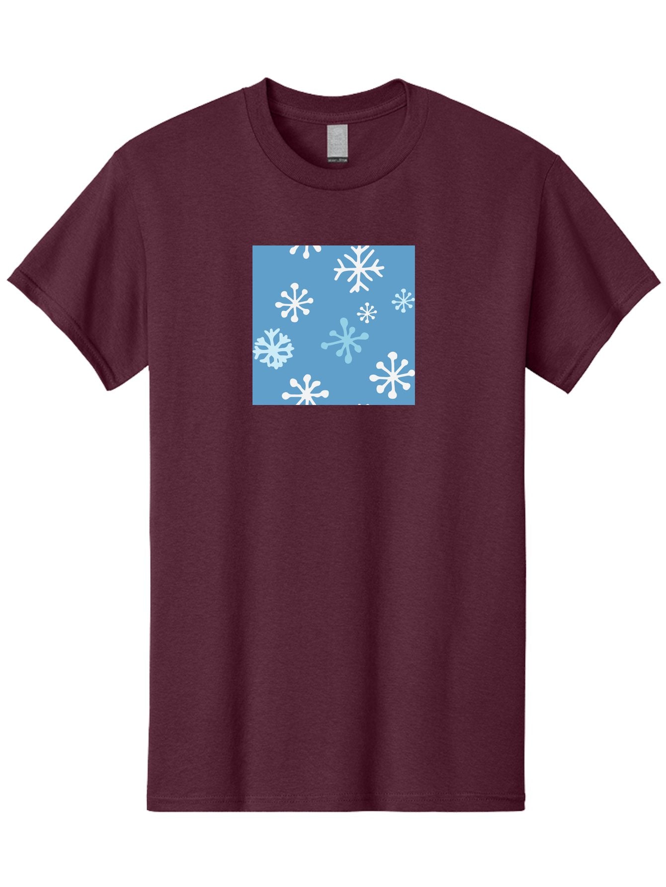 Snowflakes Men'S Graphic Tee, 100% Cotton, Comfortable Casual Summer Wear, Machine Washable, Winter Wonderland, Snowflake Pattern, Festive Design, Blue Background, White Snowflakes, Cold Weather, Snowy Scene, Holiday Theme, Seasonal Graphic, Aab123 8