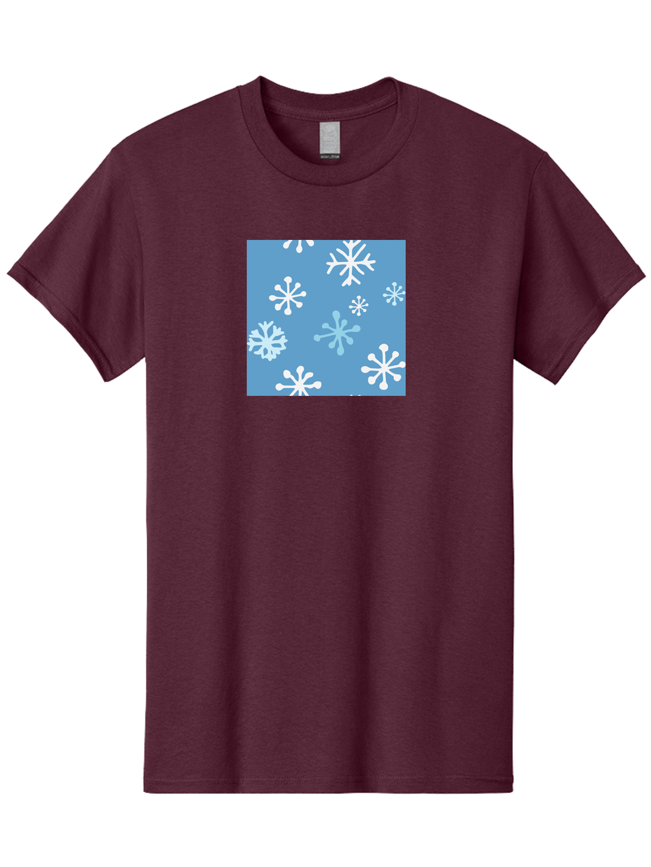 Snowflakes Men'S Graphic Tee, 100% Cotton, Comfortable Casual Summer Wear, Machine Washable, Winter Wonderland, Snowflake Pattern, Festive Design, Blue Background, White Snowflakes, Cold Weather, Snowy Scene, Holiday Theme, Seasonal Graphic, Aab123 13
