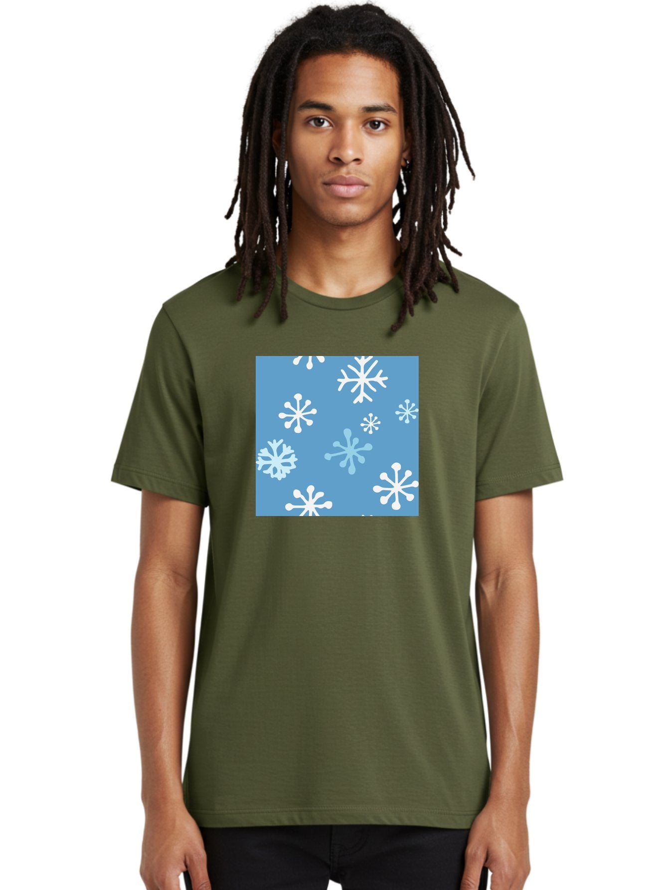 Snowflakes Men'S Graphic Tee, 100% Cotton, Comfortable Casual Summer Wear, Machine Washable, Winter Wonderland, Snowflake Pattern, Festive Design, Blue Background, White Snowflakes, Cold Weather, Snowy Scene, Holiday Theme, Seasonal Graphic, Aab123 26