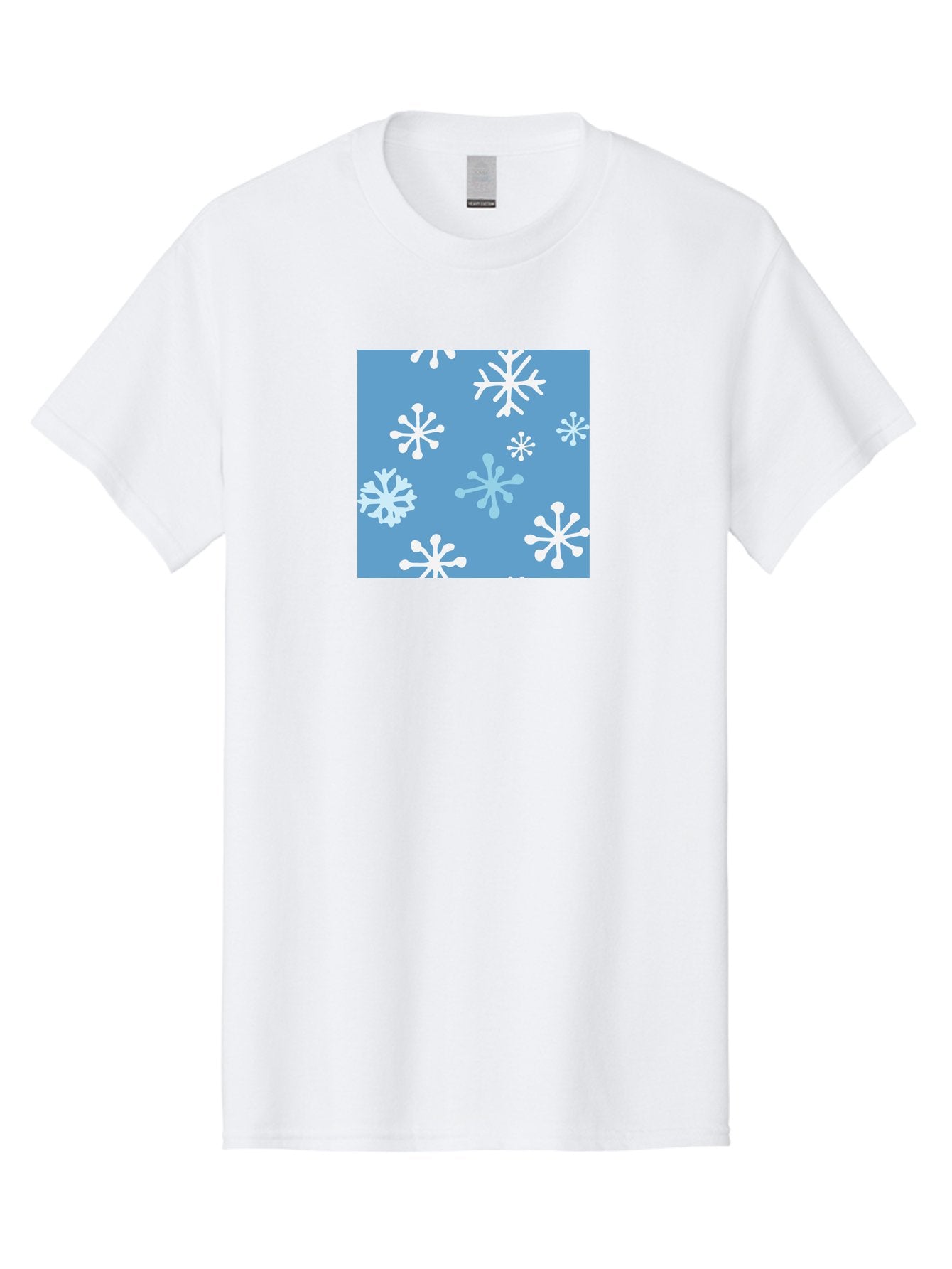 Snowflakes Men'S Graphic Tee, 100% Cotton, Comfortable Casual Summer Wear, Machine Washable, Winter Wonderland, Snowflake Pattern, Festive Design, Blue Background, White Snowflakes, Cold Weather, Snowy Scene, Holiday Theme, Seasonal Graphic, Aab123 7