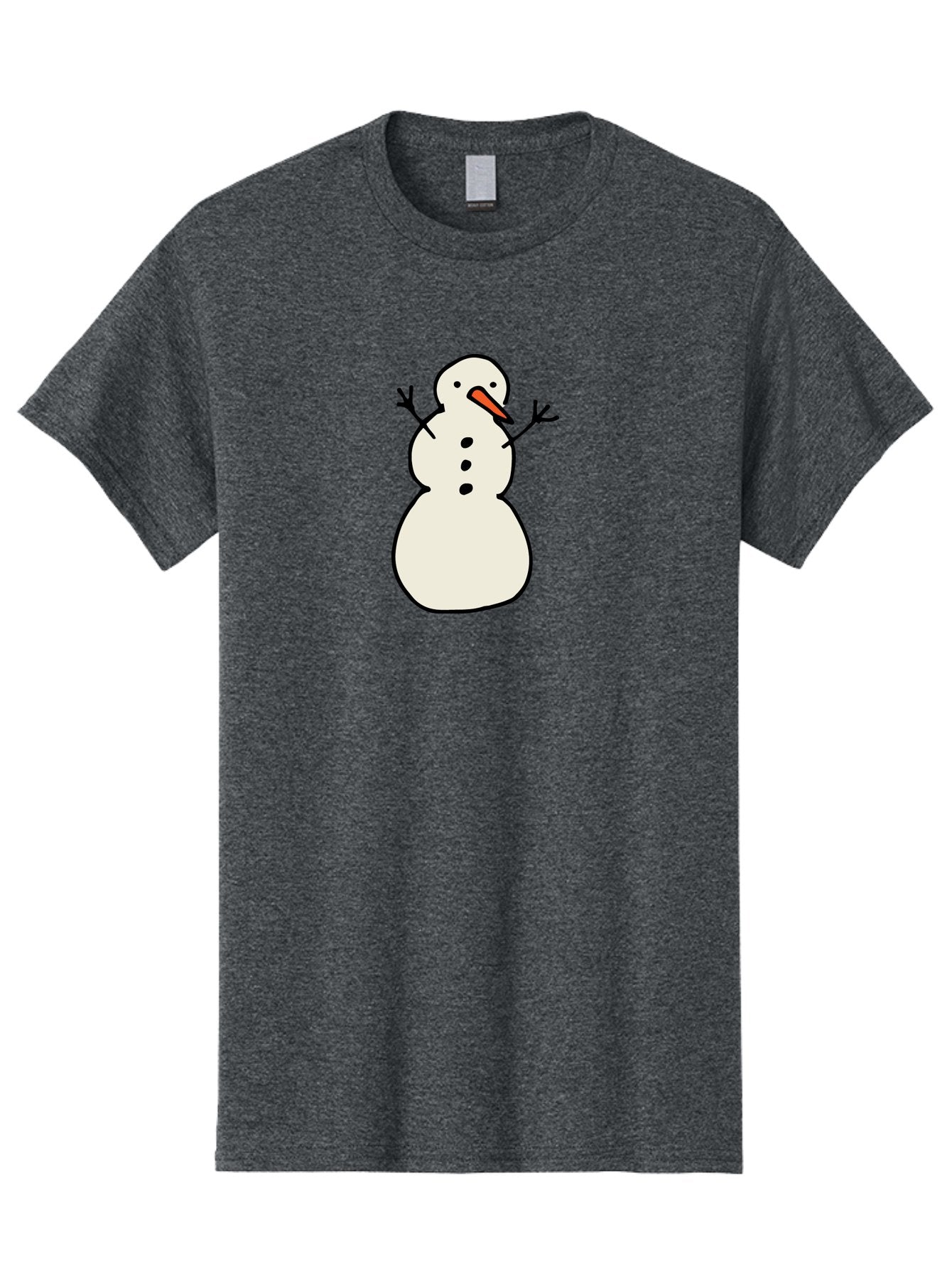 Snowman-1 Men'S Graphic Tee, 100% Cotton, Comfortable Casual Summer Wear, Machine Washable, Cartoon Snowman, White Snowman, Orange Nose, Black Dots, Winter Character, Festive Figure, Snowball Body, Simple Design, Cute Illustration, Aab124 14