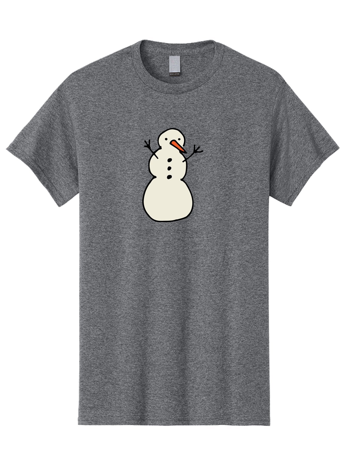 Snowman-1 Men'S Graphic Tee, 100% Cotton, Comfortable Casual Summer Wear, Machine Washable, Cartoon Snowman, White Snowman, Orange Nose, Black Dots, Winter Character, Festive Figure, Snowball Body, Simple Design, Cute Illustration, Aab124