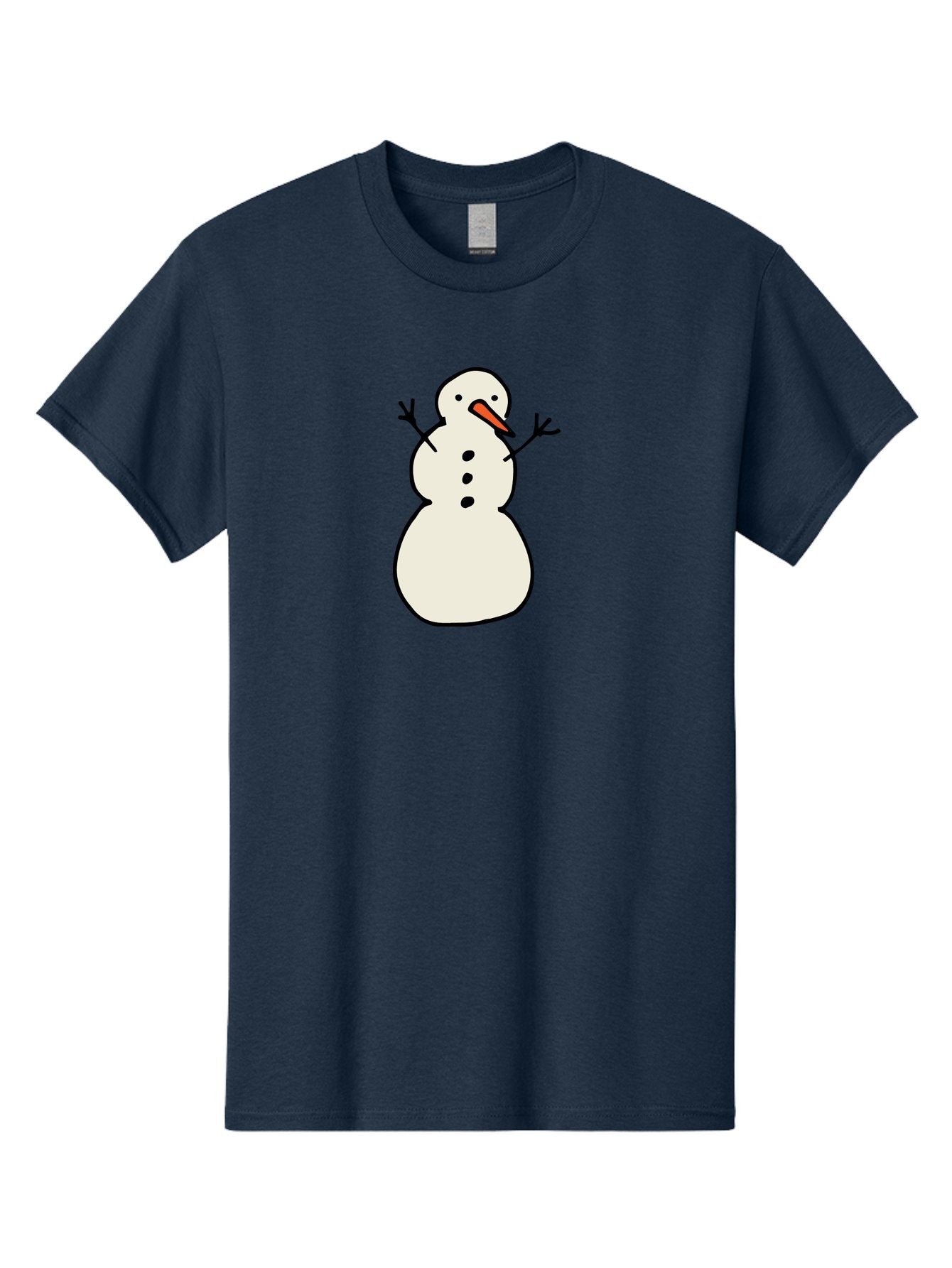 Snowman-1 Men'S Graphic Tee, 100% Cotton, Comfortable Casual Summer Wear, Machine Washable, Cartoon Snowman, White Snowman, Orange Nose, Black Dots, Winter Character, Festive Figure, Snowball Body, Simple Design, Cute Illustration, Aab124 4