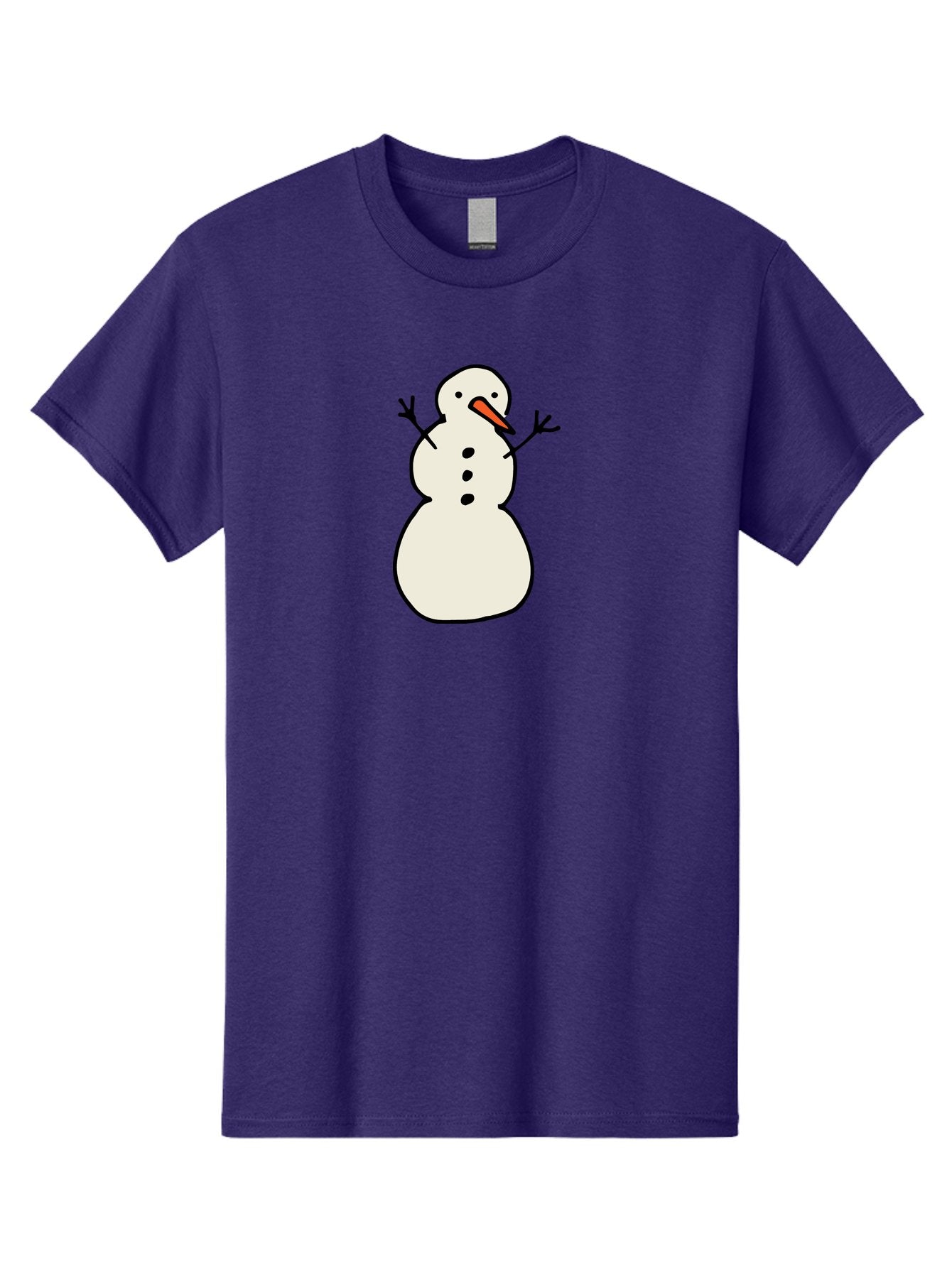 Snowman-1 Men'S Graphic Tee, 100% Cotton, Comfortable Casual Summer Wear, Machine Washable, Cartoon Snowman, White Snowman, Orange Nose, Black Dots, Winter Character, Festive Figure, Snowball Body, Simple Design, Cute Illustration, Aab124