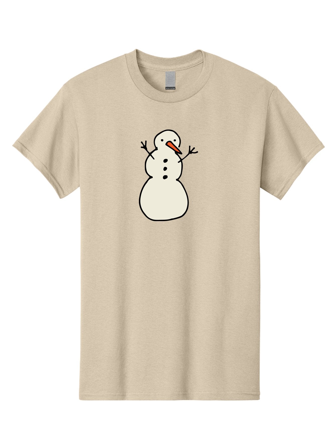 Snowman-1 Men'S Graphic Tee, 100% Cotton, Comfortable Casual Summer Wear, Machine Washable, Cartoon Snowman, White Snowman, Orange Nose, Black Dots, Winter Character, Festive Figure, Snowball Body, Simple Design, Cute Illustration, Aab124 11
