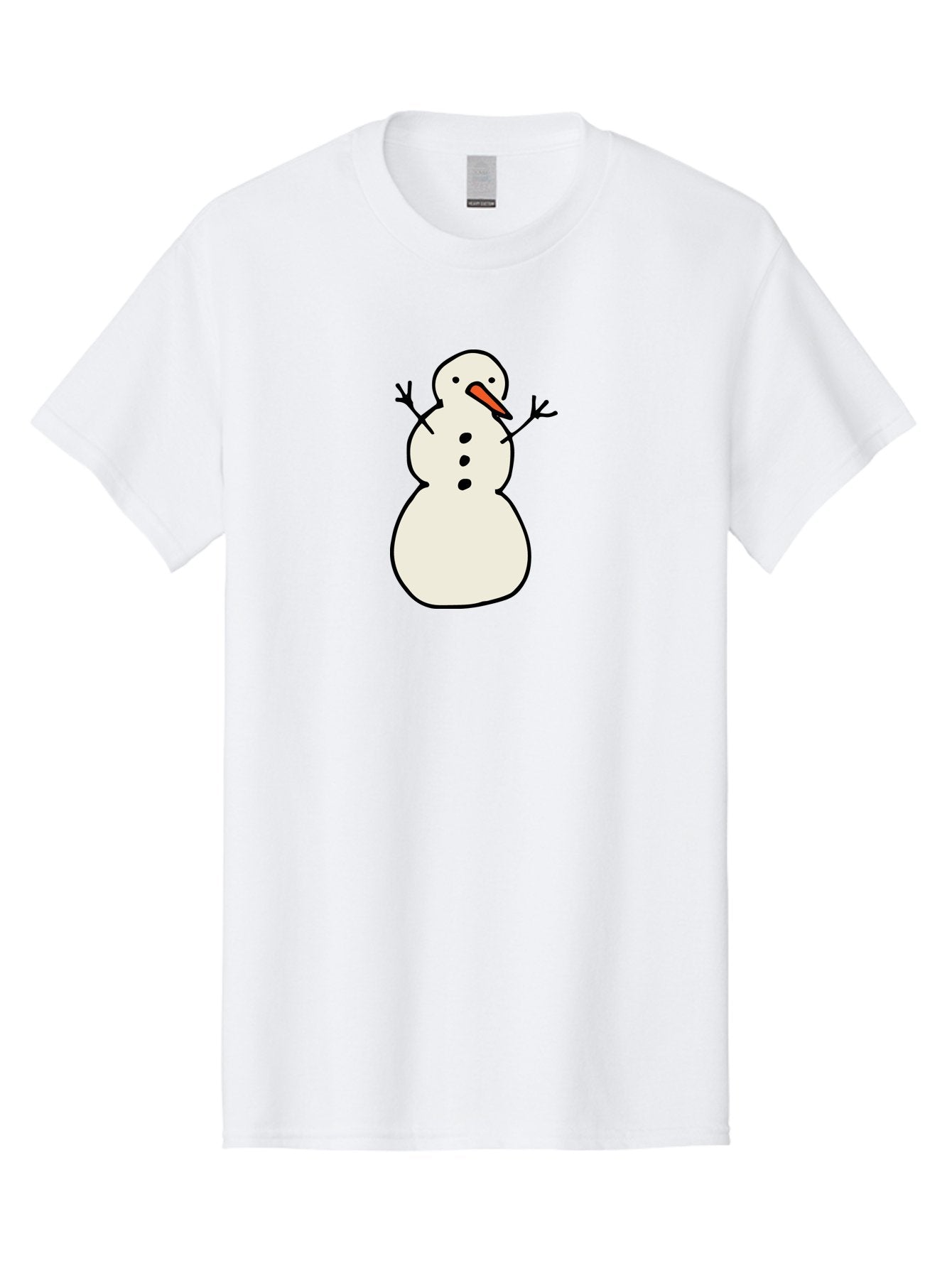 Snowman-1 Men'S Graphic Tee, 100% Cotton, Comfortable Casual Summer Wear, Machine Washable, Cartoon Snowman, White Snowman, Orange Nose, Black Dots, Winter Character, Festive Figure, Snowball Body, Simple Design, Cute Illustration, Aab124 13