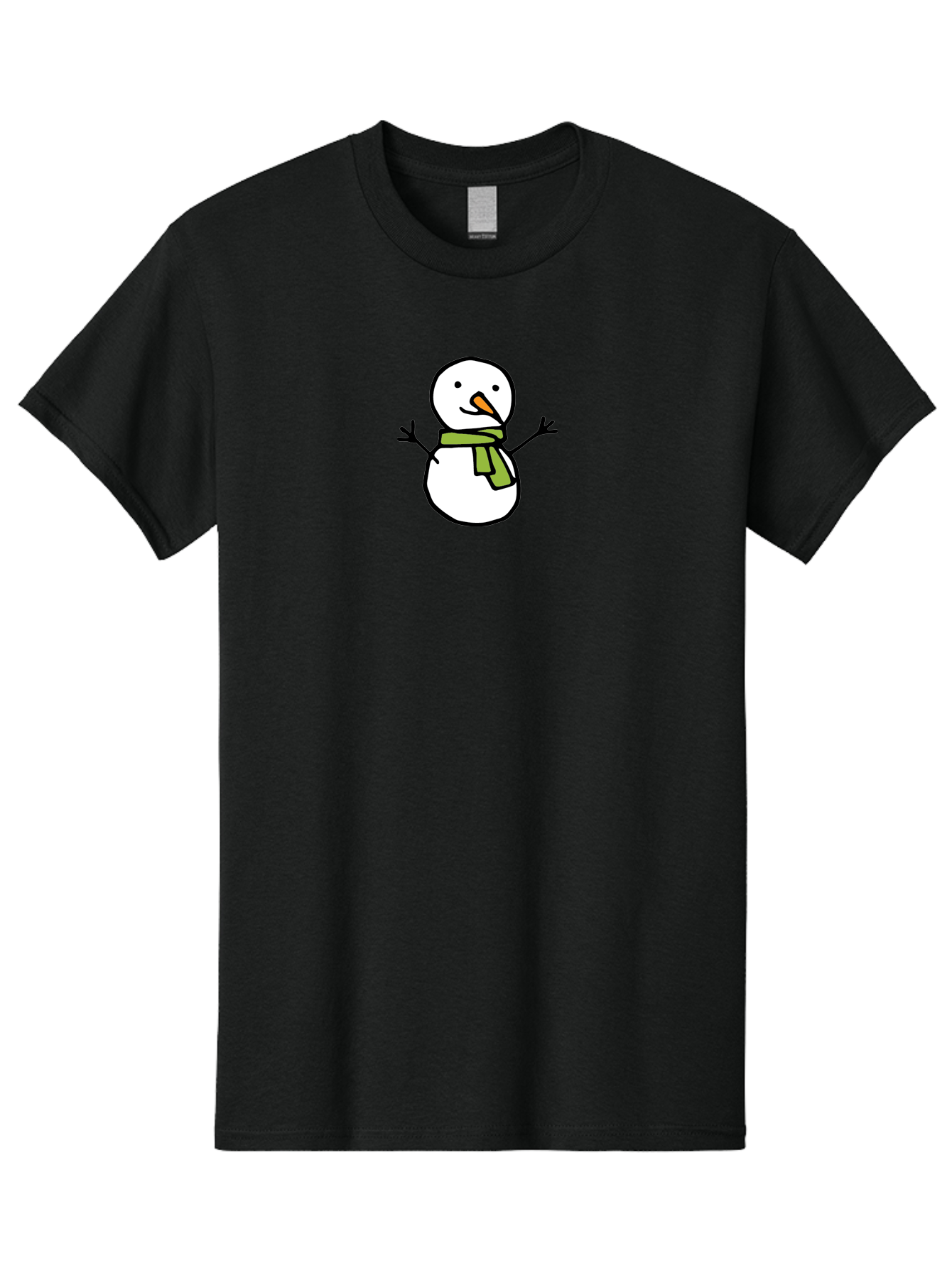 Snowman-4 Men'S Graphic Tee, 100% Cotton, Comfortable Casual Summer Wear, Machine Washable, Cartoon Snowman, Smiling Snowman, Winter Character, Green Scarf, Orange Nose, Friendly Snowman, Christmas Character, Digital Illustration, Aab127