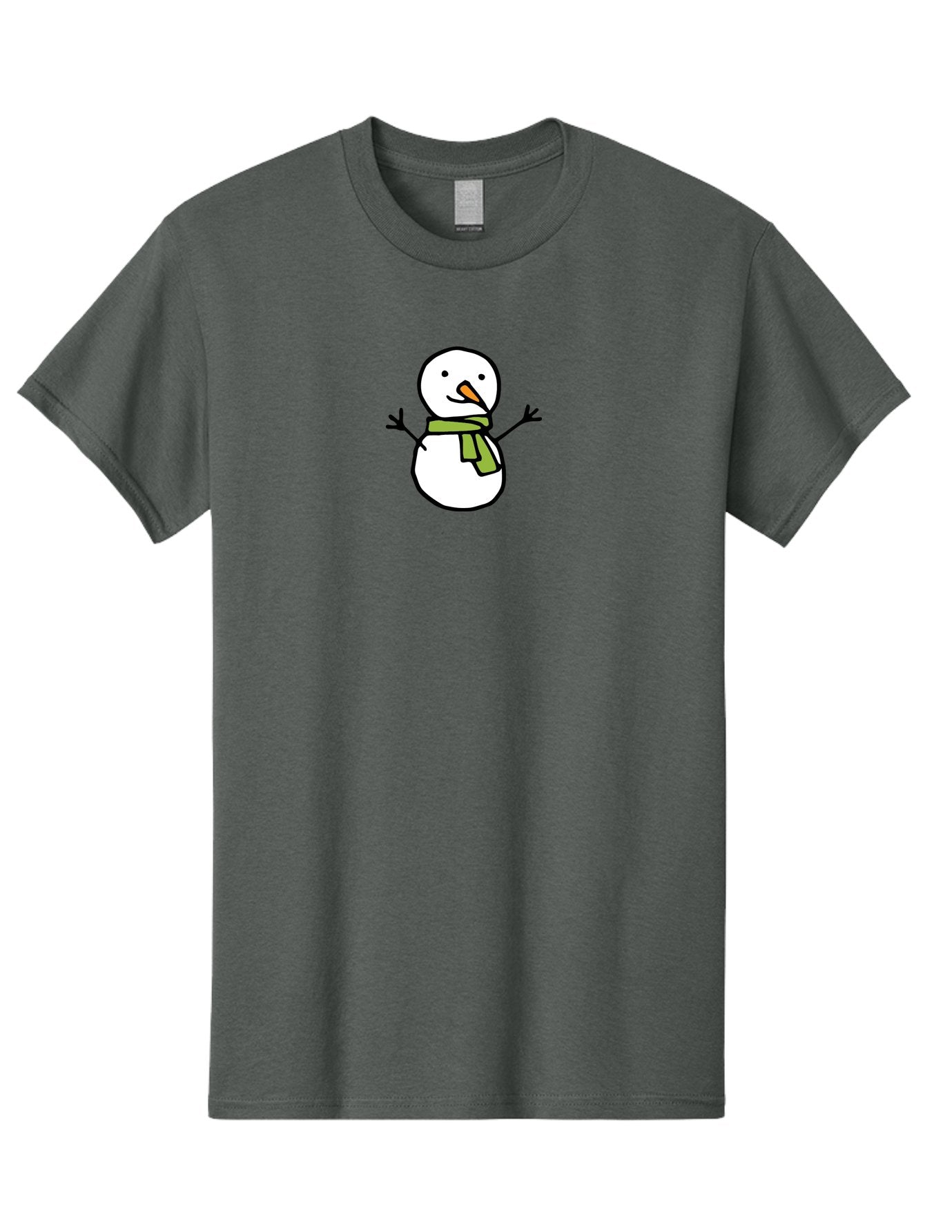 Snowman-4 Men'S Graphic Tee, 100% Cotton, Comfortable Casual Summer Wear, Machine Washable, Cartoon Snowman, Smiling Snowman, Winter Character, Green Scarf, Orange Nose, Friendly Snowman, Christmas Character, Digital Illustration, Aab127