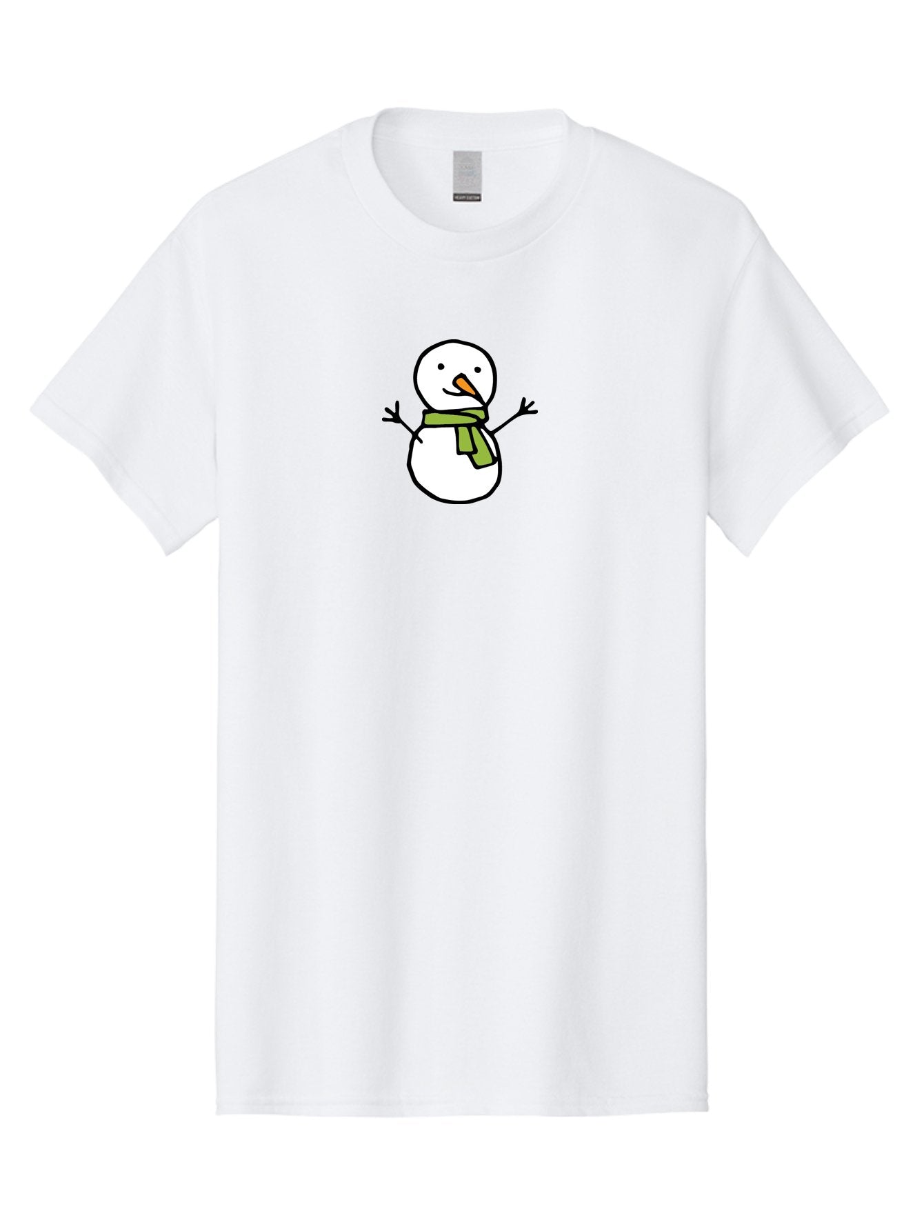 Snowman-4 Men'S Graphic Tee, 100% Cotton, Comfortable Casual Summer Wear, Machine Washable, Cartoon Snowman, Smiling Snowman, Winter Character, Green Scarf, Orange Nose, Friendly Snowman, Christmas Character, Digital Illustration, Aab127 7