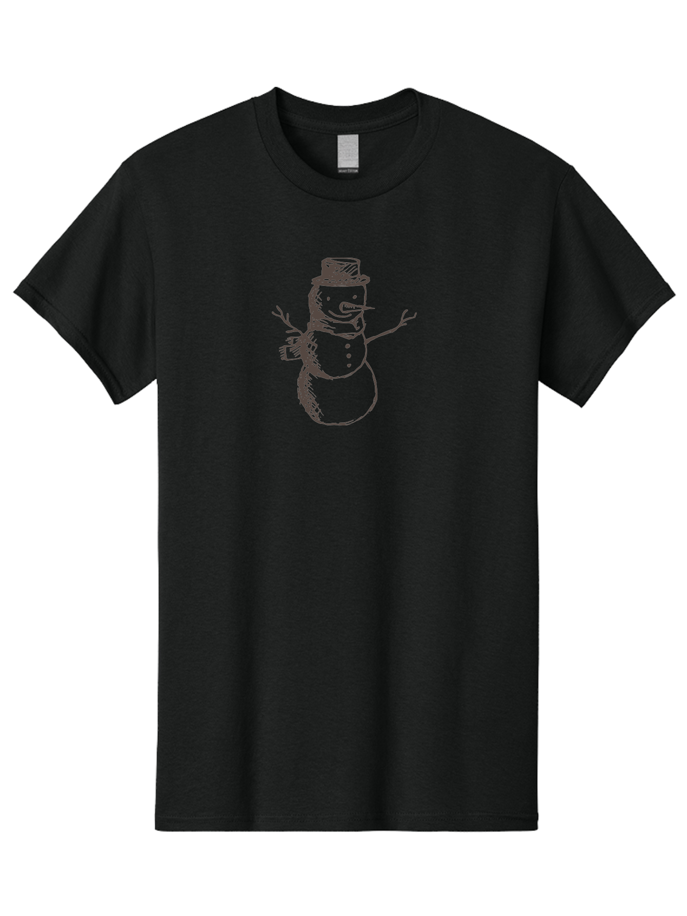 Snowman Men'S Graphic Tee, 100% Cotton, Comfortable Casual Summer Wear, Machine Washable, Hand Drawn Snowman, Winter Character, Festive Illustration, Christmas Theme, Snowman With Top Hat, Scarf And Branches, Cartoon Style, Simple Drawing, Aab128 7