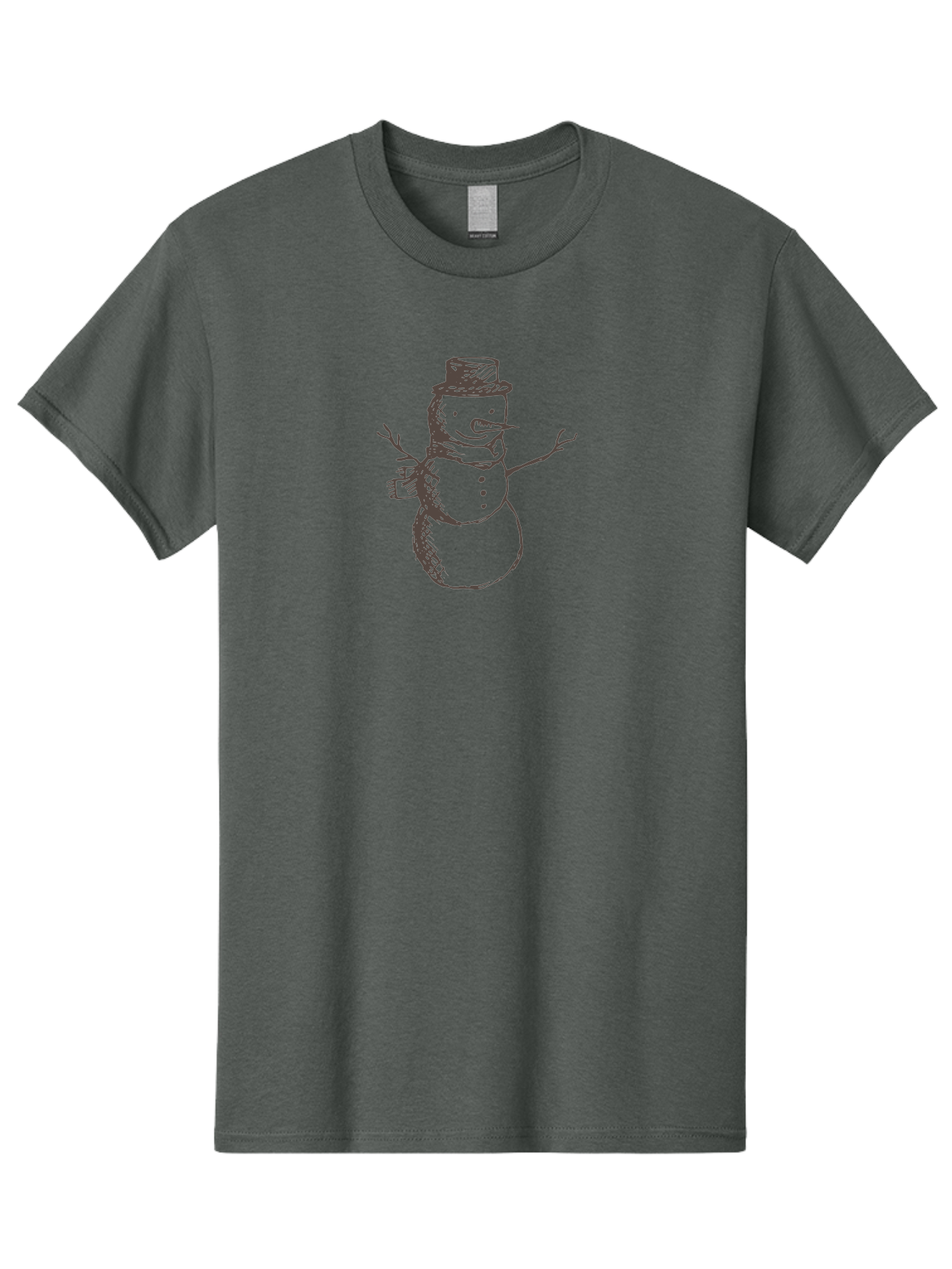 Snowman Men'S Graphic Tee, 100% Cotton, Comfortable Casual Summer Wear, Machine Washable, Hand Drawn Snowman, Winter Character, Festive Illustration, Christmas Theme, Snowman With Top Hat, Scarf And Branches, Cartoon Style, Simple Drawing, Aab128 9
