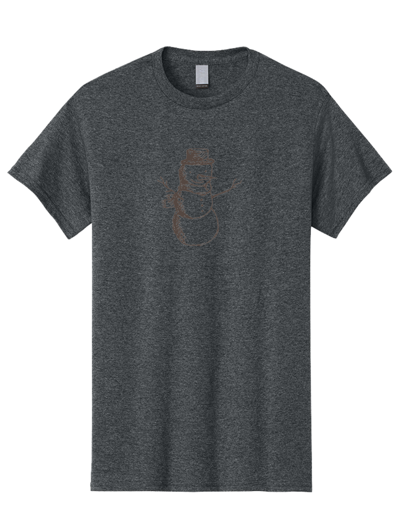 Snowman Men'S Graphic Tee, 100% Cotton, Comfortable Casual Summer Wear, Machine Washable, Hand Drawn Snowman, Winter Character, Festive Illustration, Christmas Theme, Snowman With Top Hat, Scarf And Branches, Cartoon Style, Simple Drawing, Aab128 19