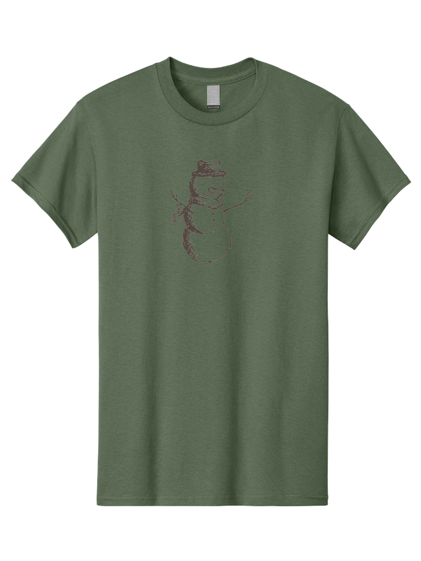 Snowman Men'S Graphic Tee, 100% Cotton, Comfortable Casual Summer Wear, Machine Washable, Hand Drawn Snowman, Winter Character, Festive Illustration, Christmas Theme, Snowman With Top Hat, Scarf And Branches, Cartoon Style, Simple Drawing, Aab128 23