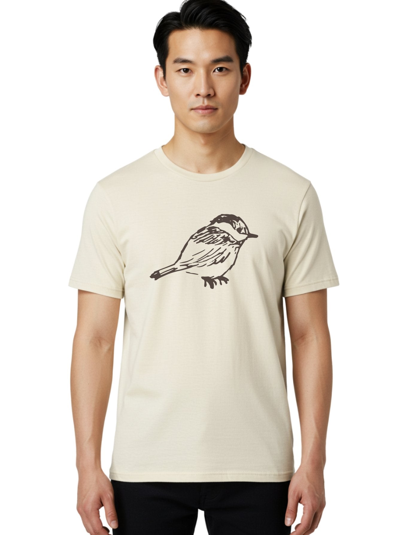 Sparrow Men'S Graphic Tee, 100% Cotton, Comfortable Casual Summer Wear, Machine Washable, Simple Bird, Illustration Art, Minimalist Design, Animal Graphics, Wildlife Illustration, Bird Species Aab130 22