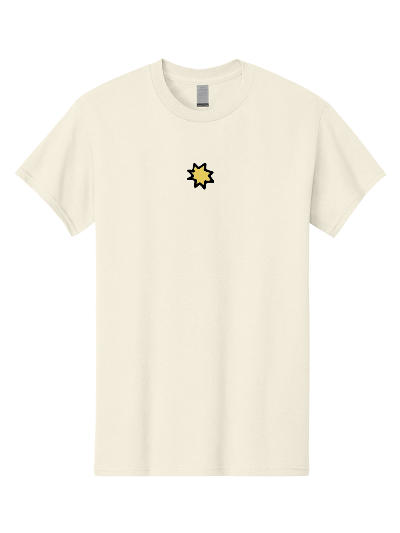 Star-Icon Men'S Graphic Tee, 100% Cotton, Comfortable Casual Summer Wear, Machine Washable, Yellow Star, Cartoon Style, Simple Design, Black Outline, Graphic Element, Illustration, Digital Art Aab134 17
