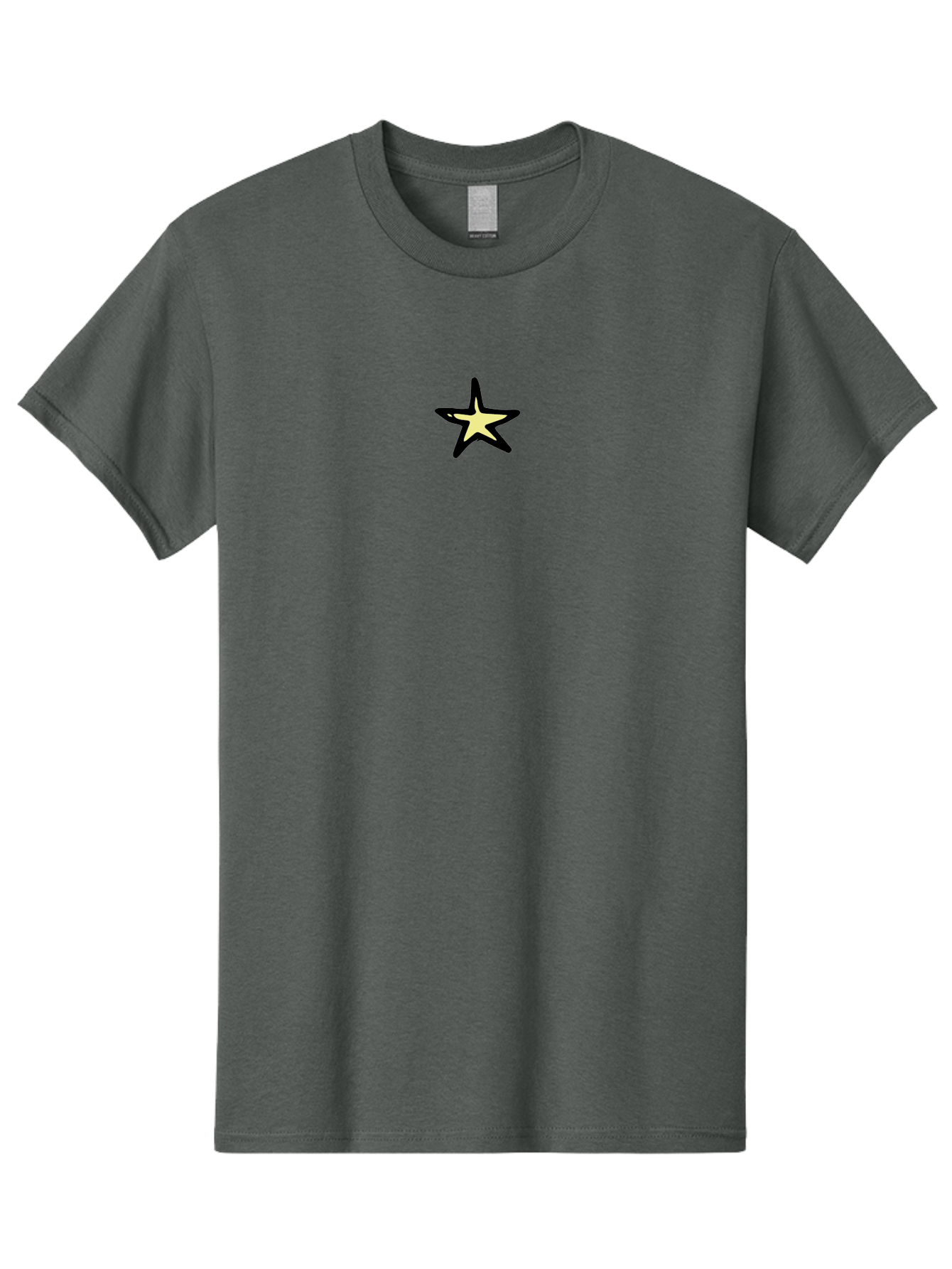 Star Men'S Graphic Tee, 100% Cotton, Comfortable Casual Summer Wear, Machine Washable, Star Icon, Five-Pointed Star, Simple Design, Minimalist Graphic, Bold Lines, Yellow Fill, Black Outline, Modern Style, Digital Art Aab135 3