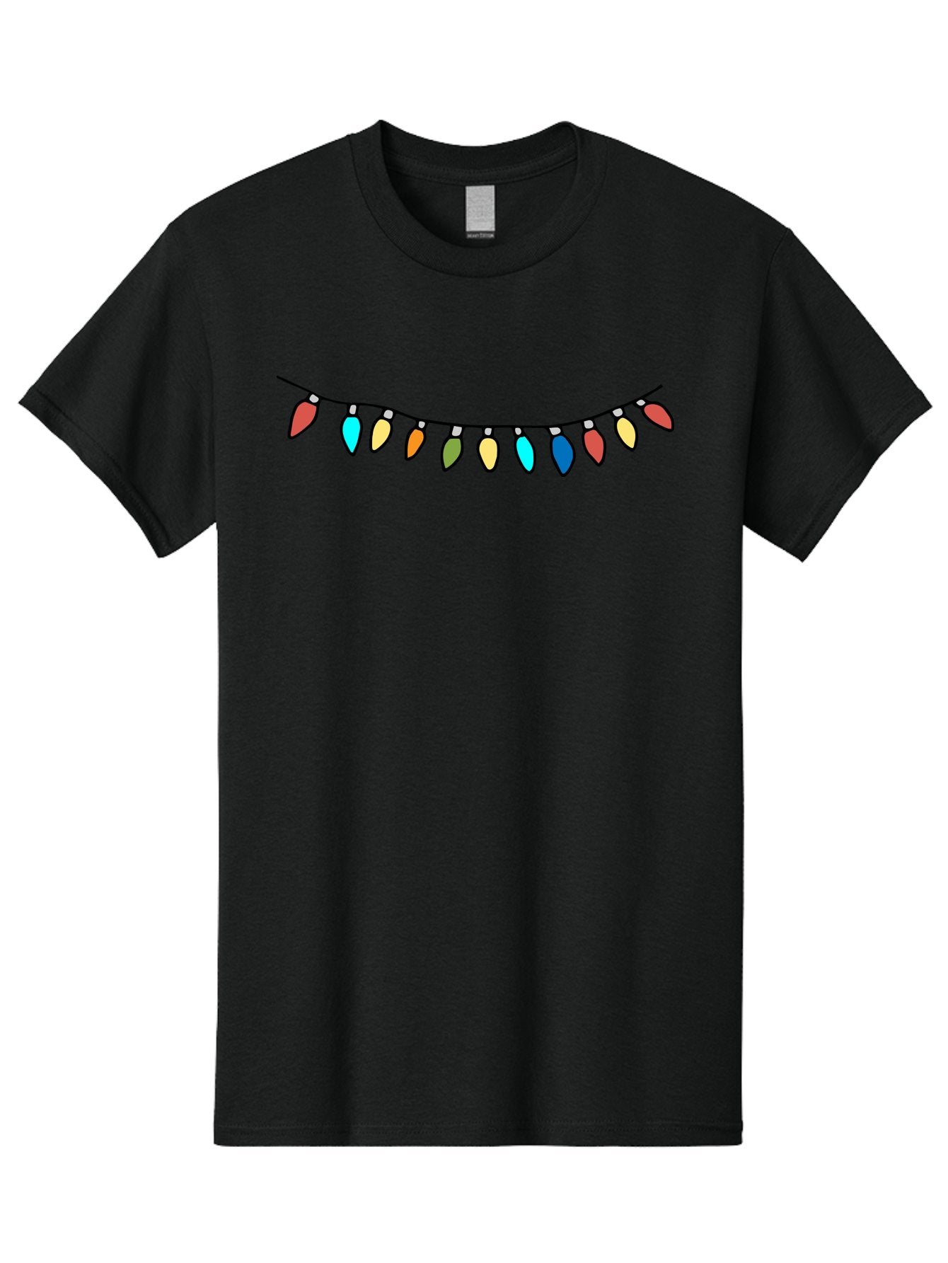 String-Lights Men'S Graphic Tee, 100% Cotton, Comfortable Casual Summer Wear, Machine Washable, String Of Christmas Lights, Festive Decorations, Holiday Decor, Colorful Lights, Christmas Celebration, Winter Wonderland, Festive Atmosphere Aab139 9