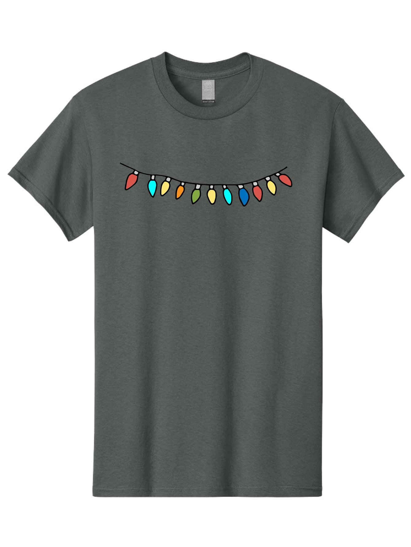 String-Lights Men'S Graphic Tee, 100% Cotton, Comfortable Casual Summer Wear, Machine Washable, String Of Christmas Lights, Festive Decorations, Holiday Decor, Colorful Lights, Christmas Celebration, Winter Wonderland, Festive Atmosphere Aab139 12