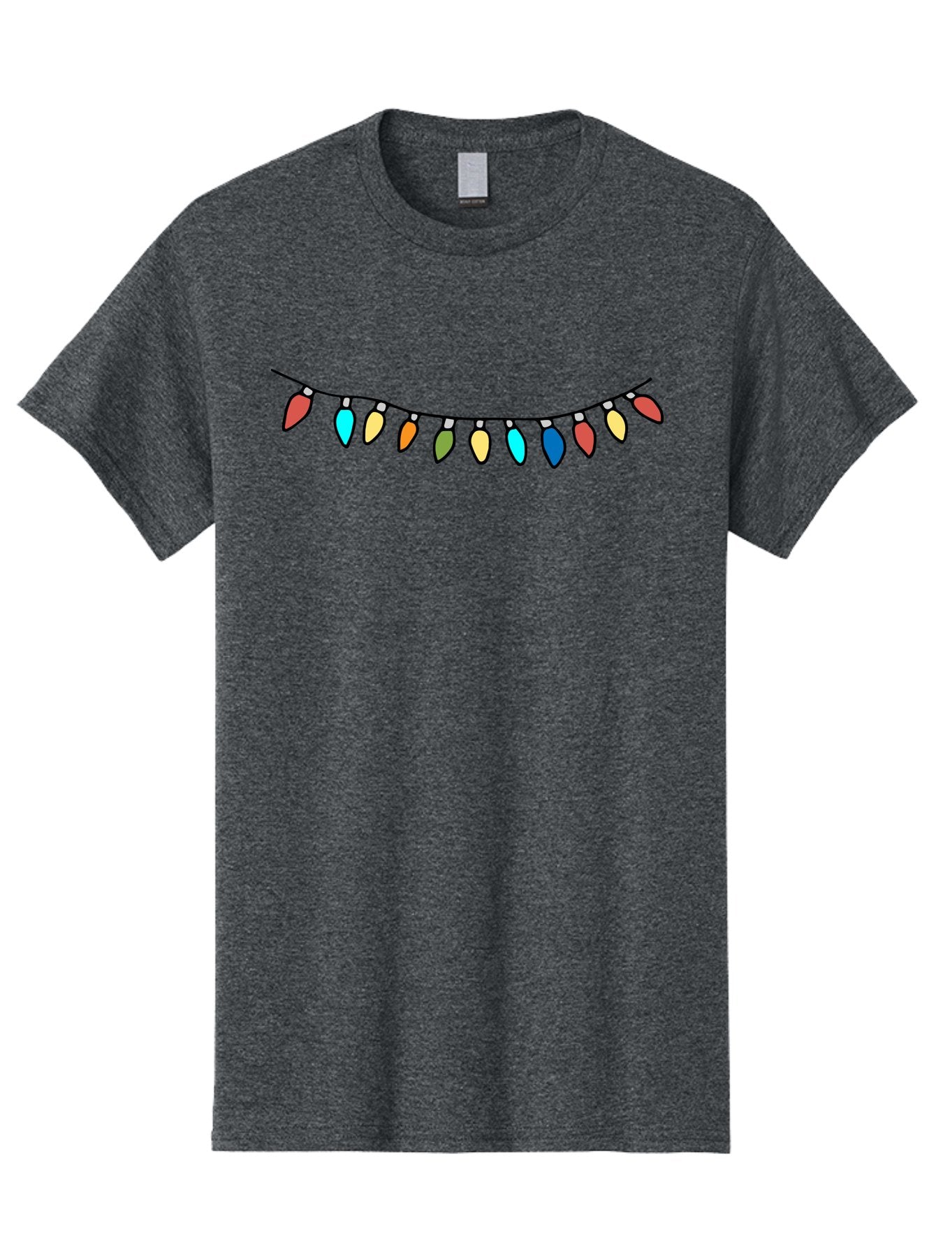 String-Lights Men'S Graphic Tee, 100% Cotton, Comfortable Casual Summer Wear, Machine Washable, String Of Christmas Lights, Festive Decorations, Holiday Decor, Colorful Lights, Christmas Celebration, Winter Wonderland, Festive Atmosphere Aab139 6