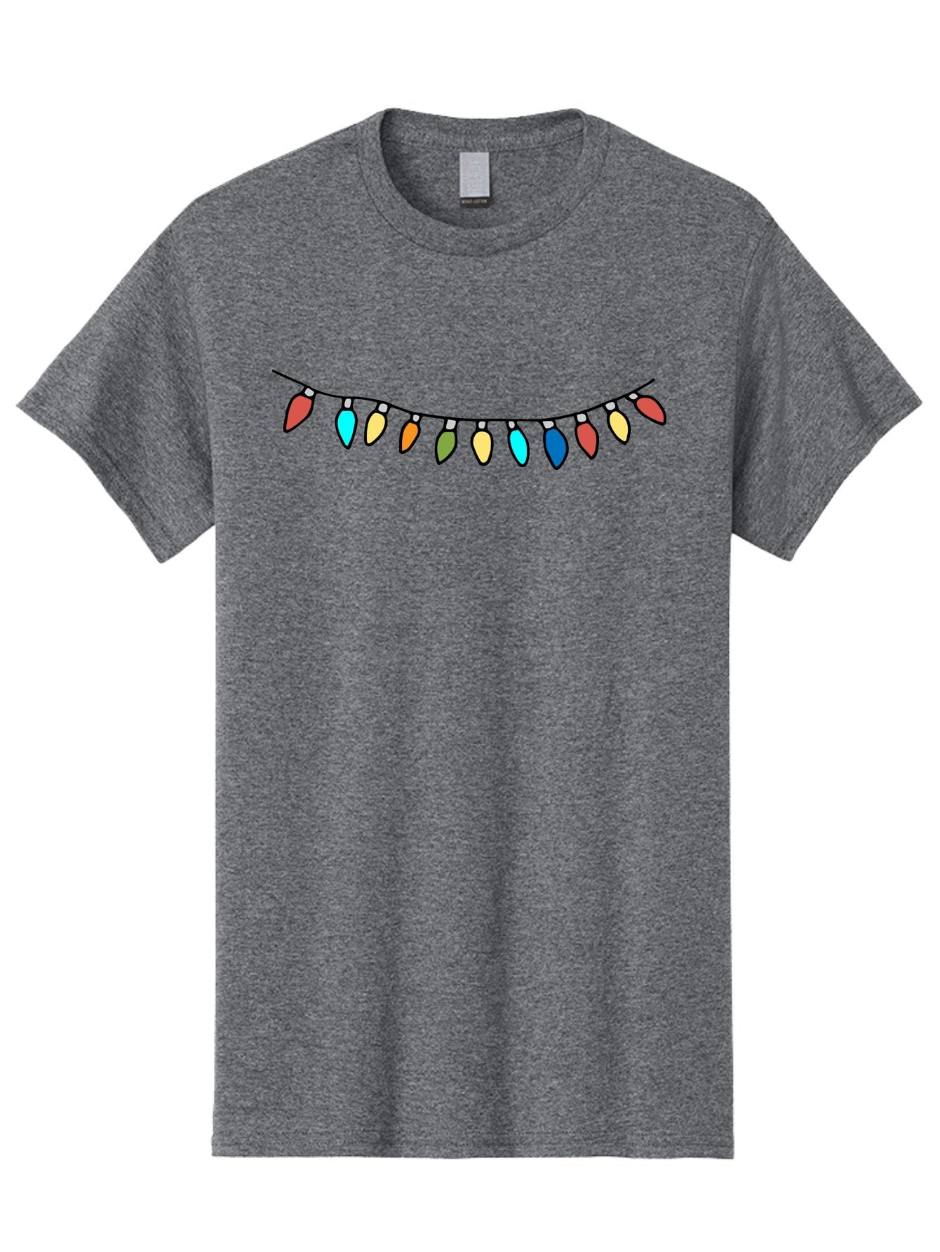 String-Lights Men'S Graphic Tee, 100% Cotton, Comfortable Casual Summer Wear, Machine Washable, String Of Christmas Lights, Festive Decorations, Holiday Decor, Colorful Lights, Christmas Celebration, Winter Wonderland, Festive Atmosphere Aab139
