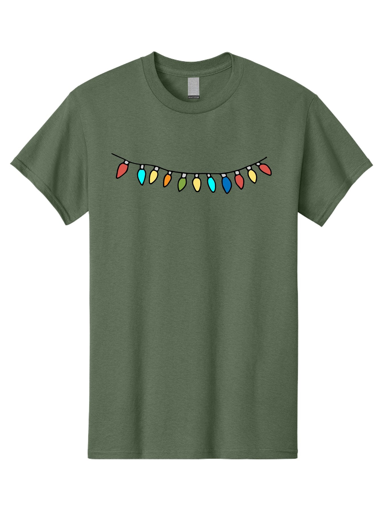 String-Lights Men'S Graphic Tee, 100% Cotton, Comfortable Casual Summer Wear, Machine Washable, String Of Christmas Lights, Festive Decorations, Holiday Decor, Colorful Lights, Christmas Celebration, Winter Wonderland, Festive Atmosphere Aab139 3
