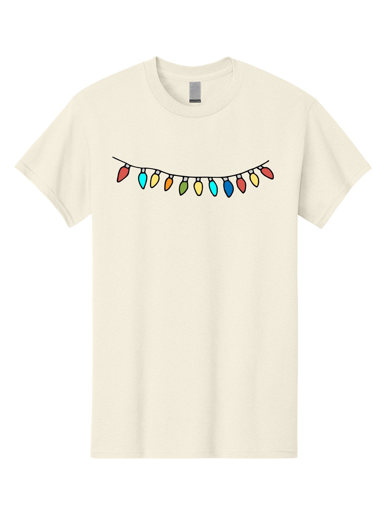 String-Lights Men'S Graphic Tee, 100% Cotton, Comfortable Casual Summer Wear, Machine Washable, String Of Christmas Lights, Festive Decorations, Holiday Decor, Colorful Lights, Christmas Celebration, Winter Wonderland, Festive Atmosphere Aab139 14