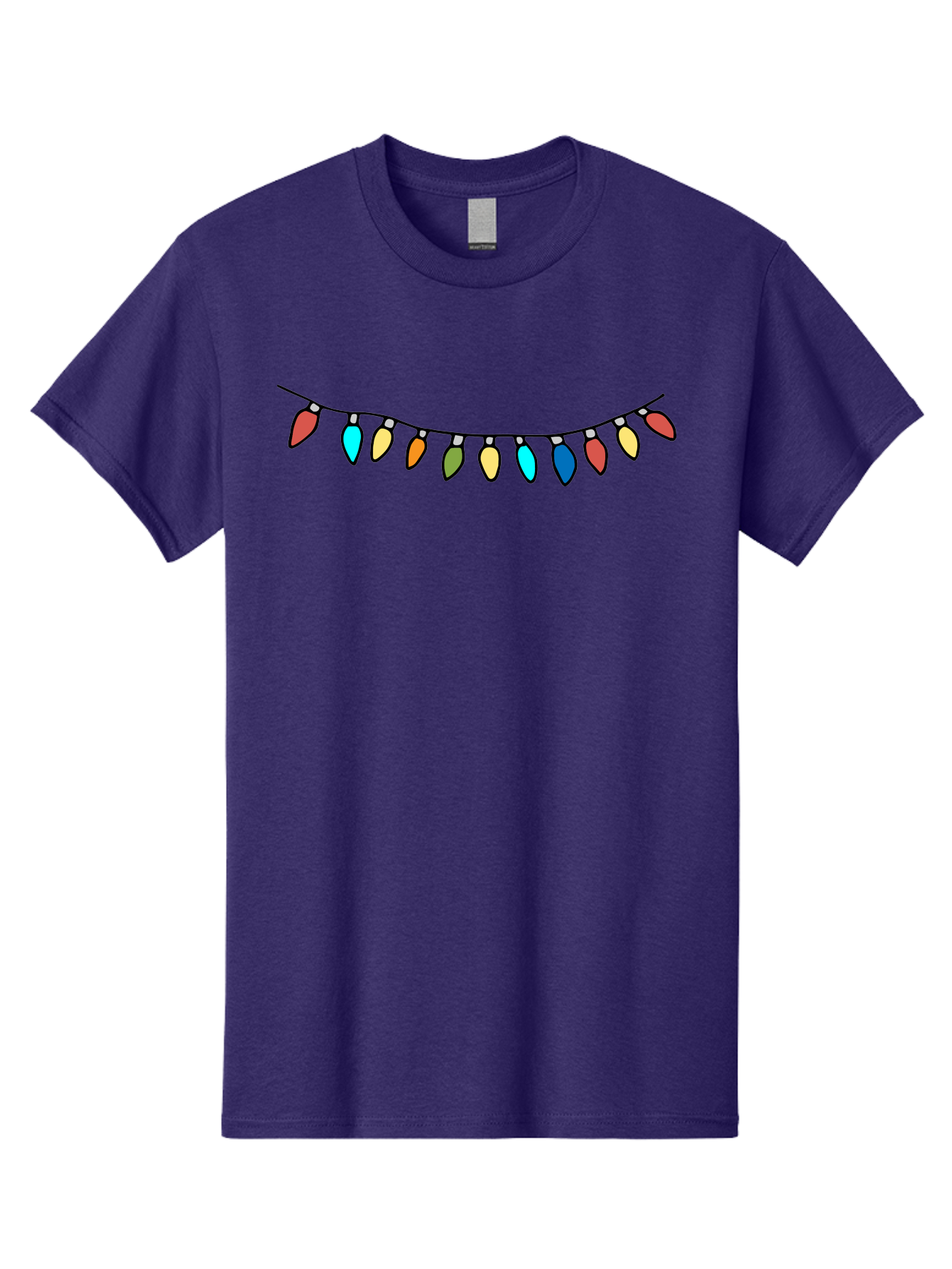 String-Lights Men'S Graphic Tee, 100% Cotton, Comfortable Casual Summer Wear, Machine Washable, String Of Christmas Lights, Festive Decorations, Holiday Decor, Colorful Lights, Christmas Celebration, Winter Wonderland, Festive Atmosphere Aab139 25
