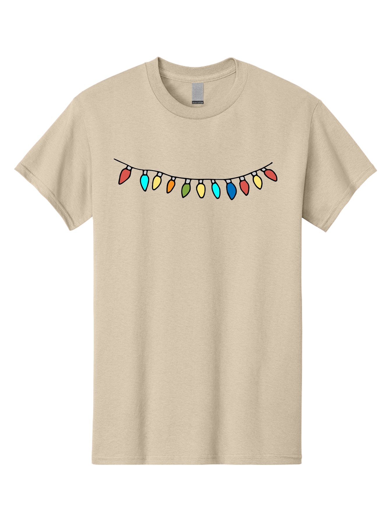 String-Lights Men'S Graphic Tee, 100% Cotton, Comfortable Casual Summer Wear, Machine Washable, String Of Christmas Lights, Festive Decorations, Holiday Decor, Colorful Lights, Christmas Celebration, Winter Wonderland, Festive Atmosphere Aab139