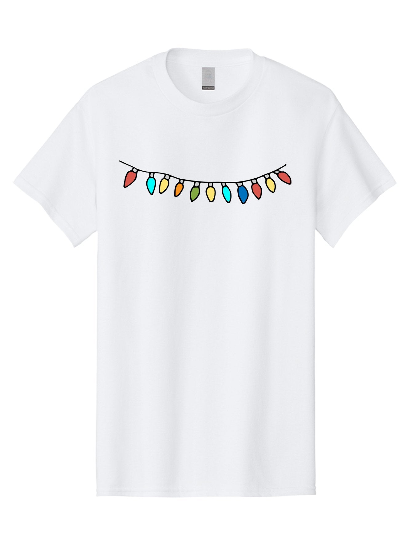 String-Lights Men'S Graphic Tee, 100% Cotton, Comfortable Casual Summer Wear, Machine Washable, String Of Christmas Lights, Festive Decorations, Holiday Decor, Colorful Lights, Christmas Celebration, Winter Wonderland, Festive Atmosphere Aab139 8
