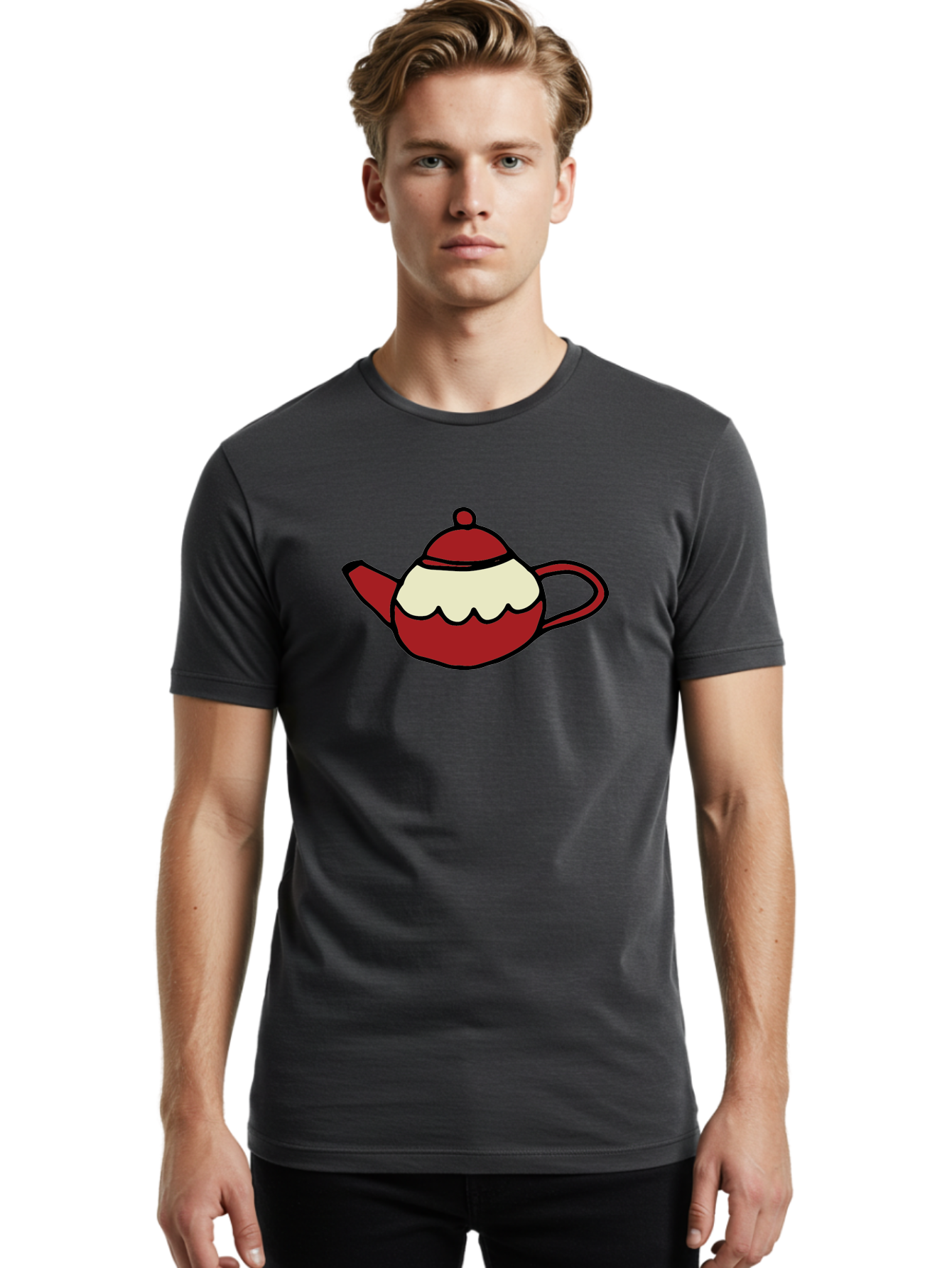 Teapot Men'S Graphic Tee, 100% Cotton, Comfortable Casual Summer Wear, Machine Washable, Teapot, Red Teapot, Cartoon Teapot, Tea, Beverage, Hospitality, Comfort, Whimsical Illustration, Tea Party, Digital Art Aab142 8