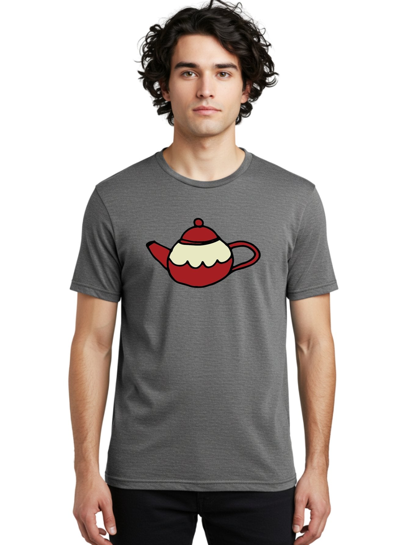 Teapot Men'S Graphic Tee, 100% Cotton, Comfortable Casual Summer Wear, Machine Washable, Teapot, Red Teapot, Cartoon Teapot, Tea, Beverage, Hospitality, Comfort, Whimsical Illustration, Tea Party, Digital Art Aab142 23