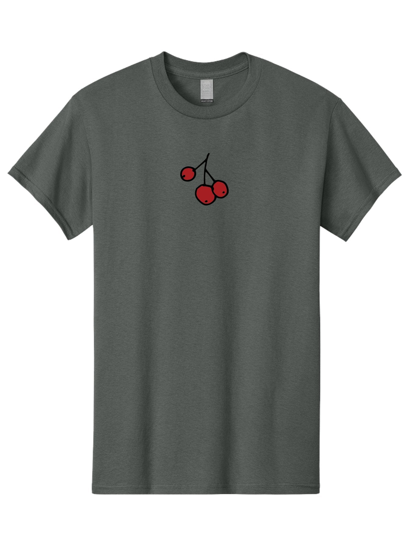 Three-Cherries Men'S Graphic Tee, 100% Cotton, Comfortable Casual Summer Wear, Machine Washable, Red Cherries, Simple Drawing, Cartoon Style, Sweet Fruit, Bold Lines, Black Stems, Ripe Cherries, Minimalist Design, Digital Art Aab143 15