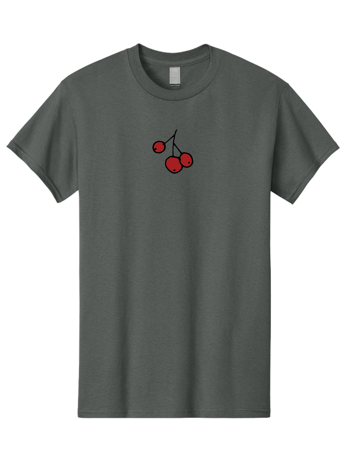 Three-Cherries Men'S Graphic Tee, 100% Cotton, Comfortable Casual Summer Wear, Machine Washable, Red Cherries, Simple Drawing, Cartoon Style, Sweet Fruit, Bold Lines, Black Stems, Ripe Cherries, Minimalist Design, Digital Art Aab143 3