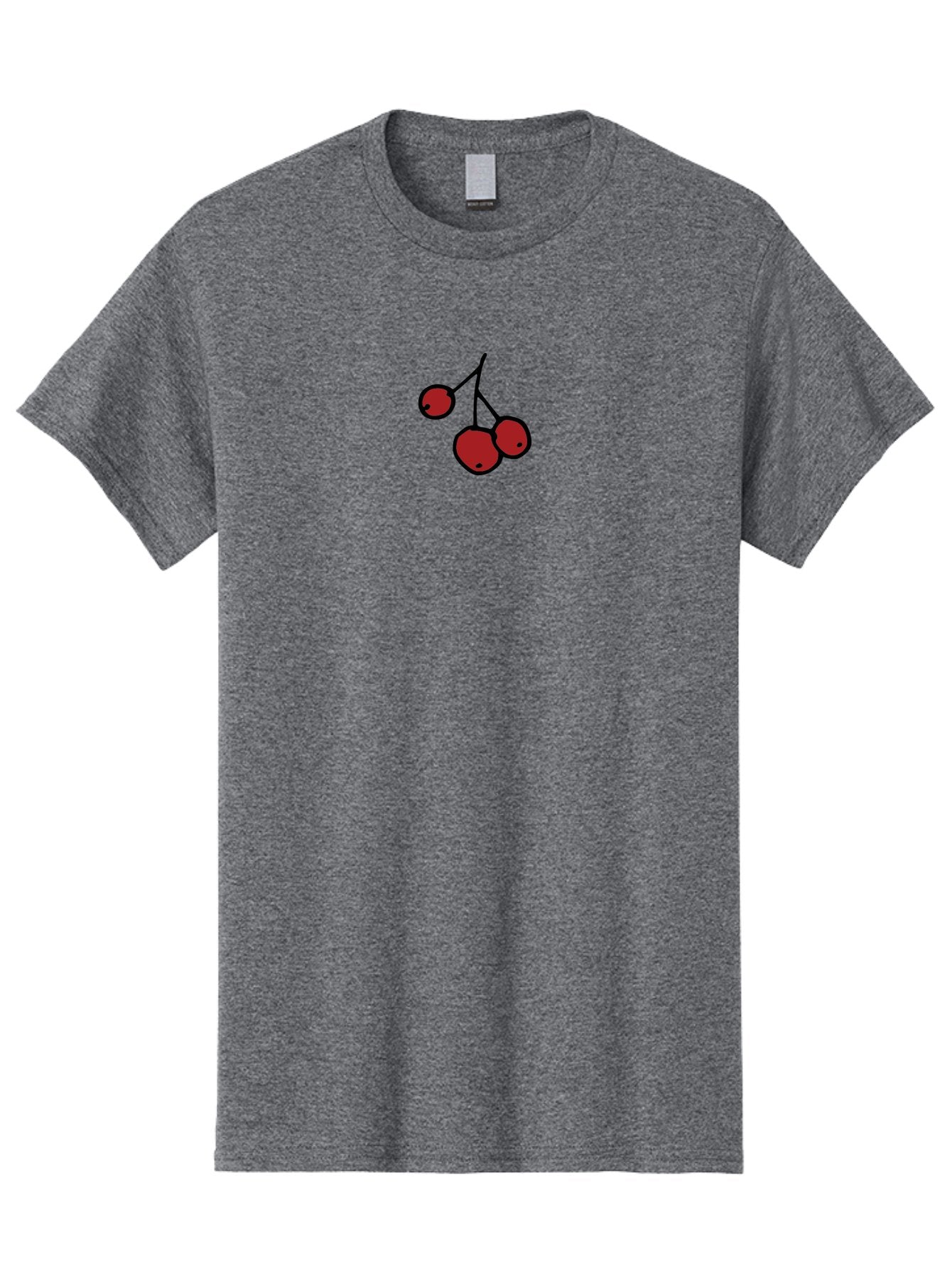Three-Cherries Men'S Graphic Tee, 100% Cotton, Comfortable Casual Summer Wear, Machine Washable, Red Cherries, Simple Drawing, Cartoon Style, Sweet Fruit, Bold Lines, Black Stems, Ripe Cherries, Minimalist Design, Digital Art Aab143 12